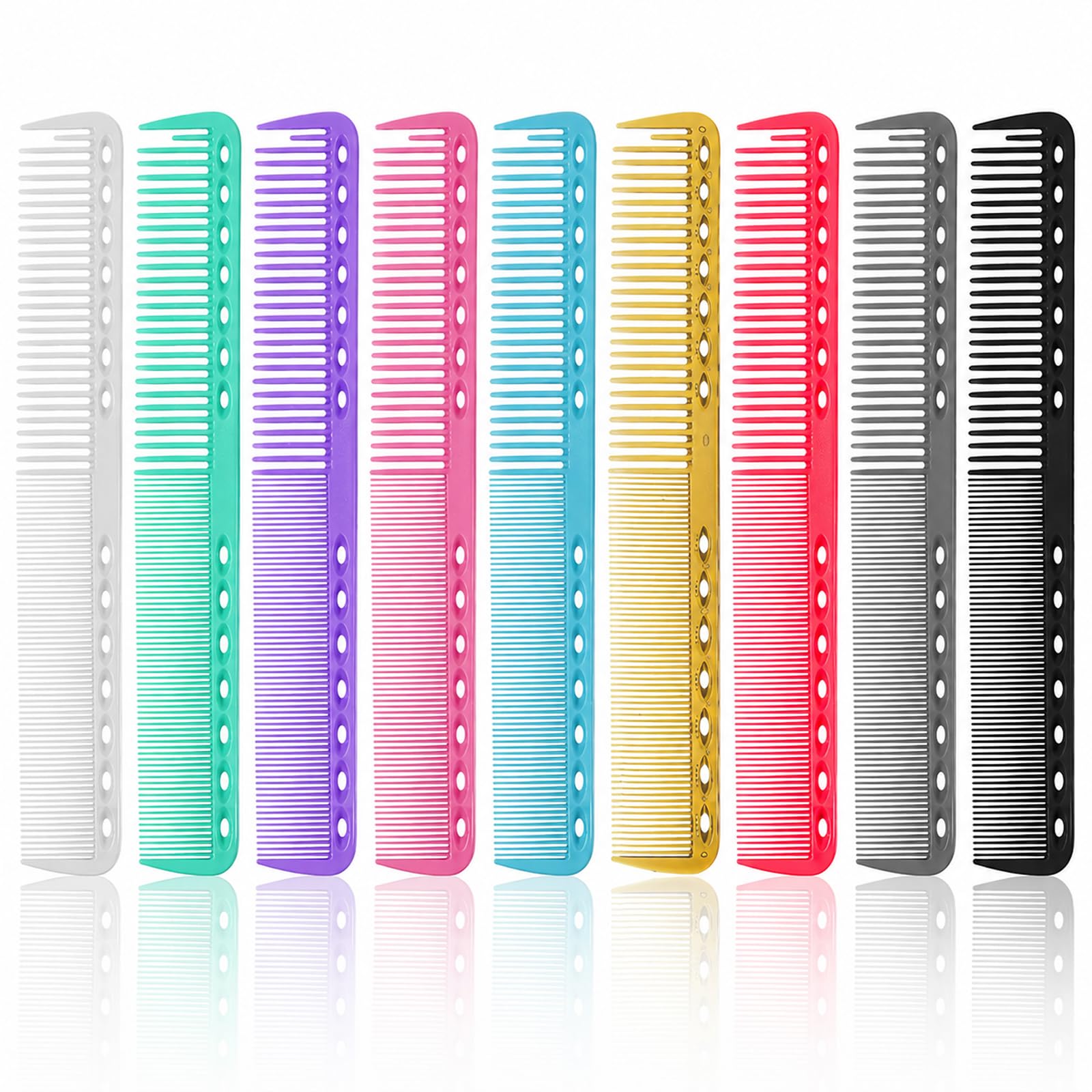 9 Pcs Carbon Fiber Cutting Comb, Professional Heat Resistant Barber Comb, Fine and Wide Tooth Hair Styling Combs for Salon Haird