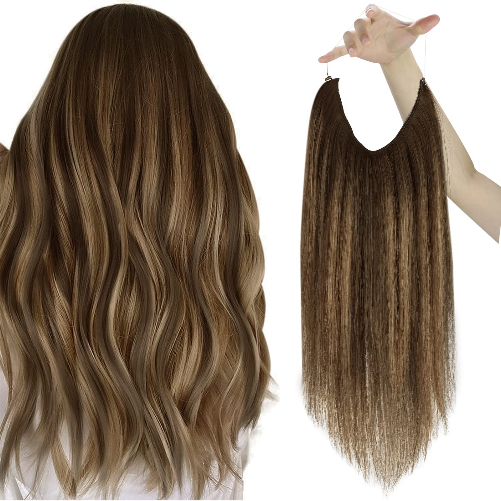 Sunny Wire Hair Extensions Balayage 80g Dark Brown Roots Caramel Blonde Ombre Fish Line Hair Extensions Brown Secret Wire Hair E