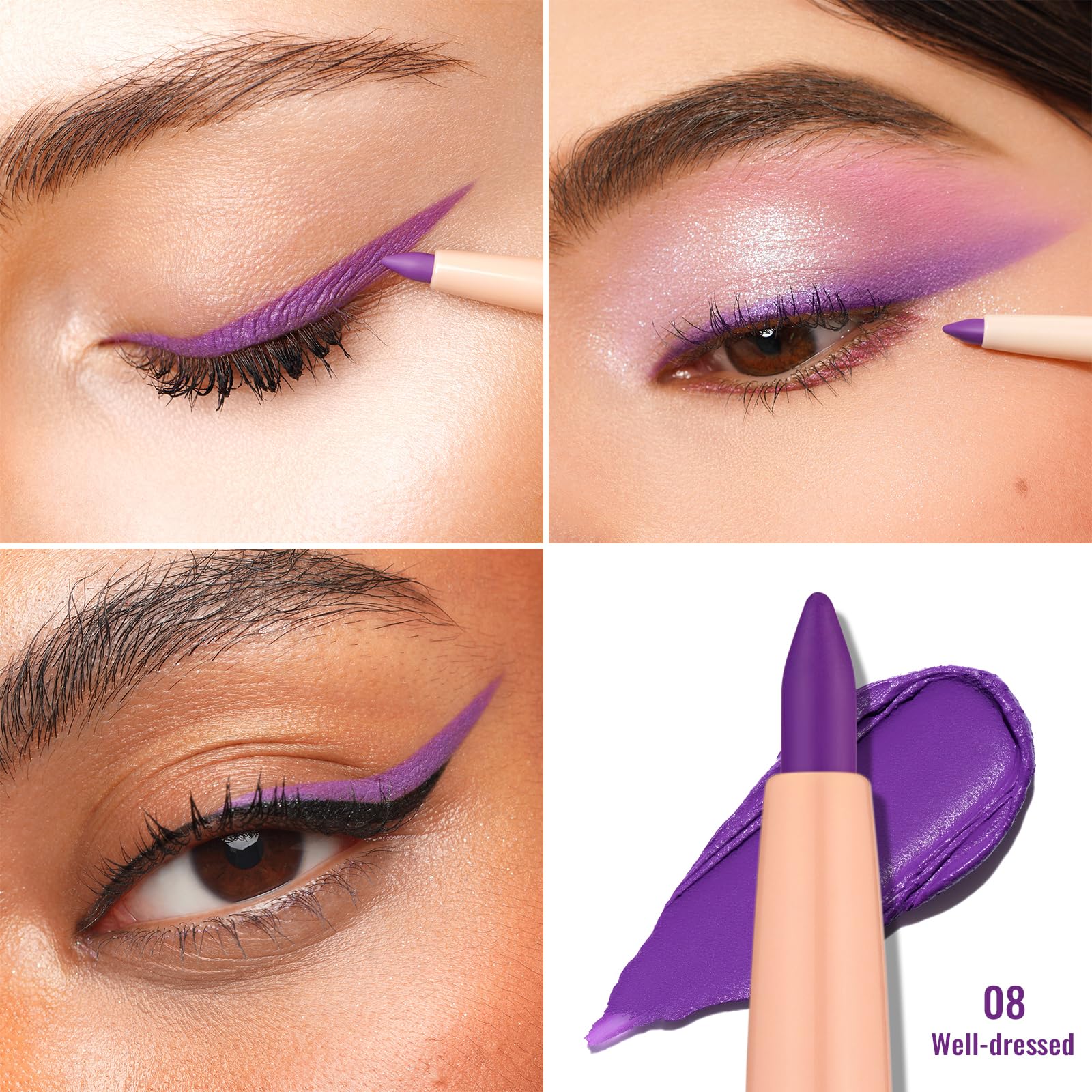 Oulac Matte Purple Eyeliner Pencil, Waterproof Retractable Eye Liner Pen, Smooth And Creamy Eye Makeup For Precision Application
