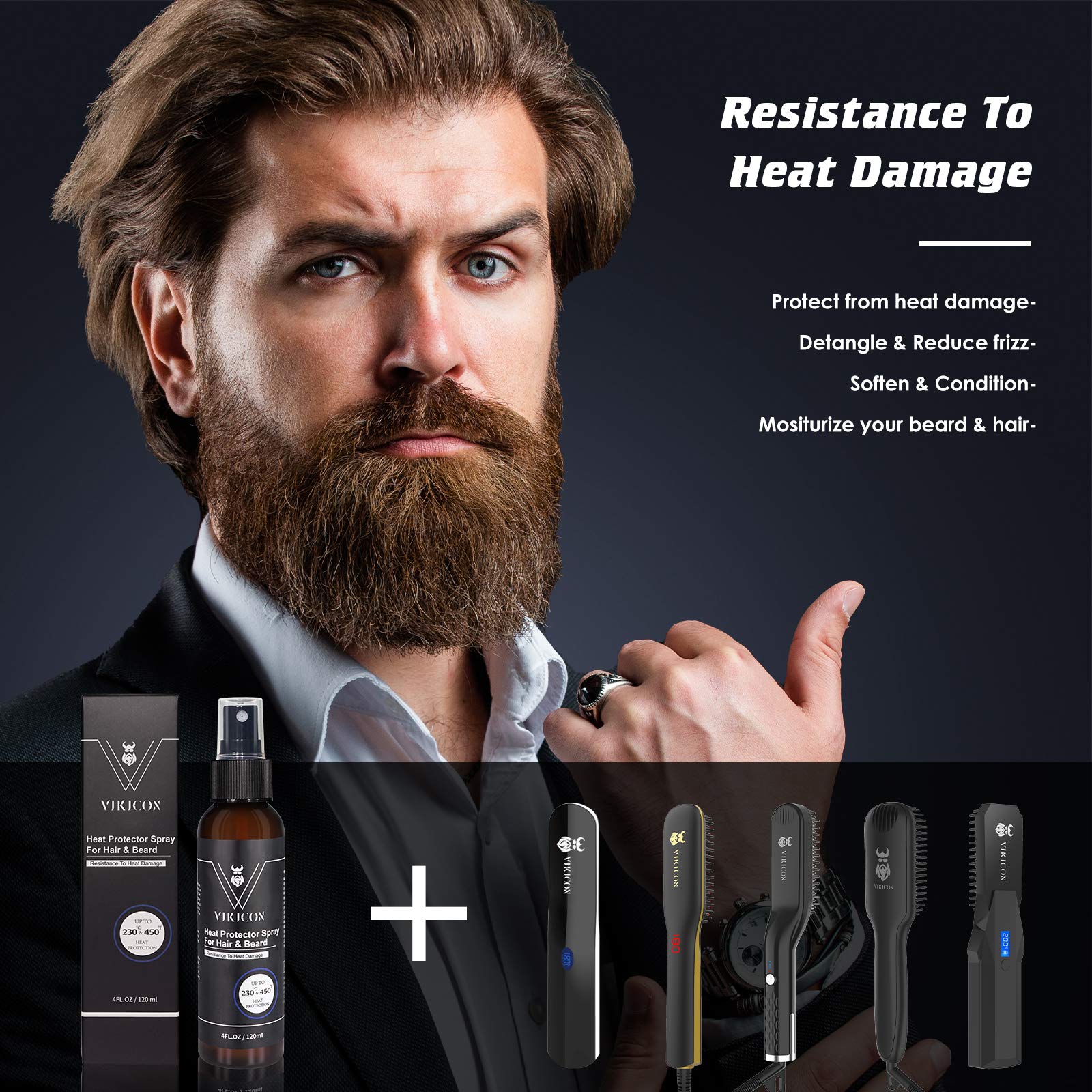 Vikicon Shield Heat Protectant Spray - Blend Prevents Damage & Breakage For Hair And Beard
