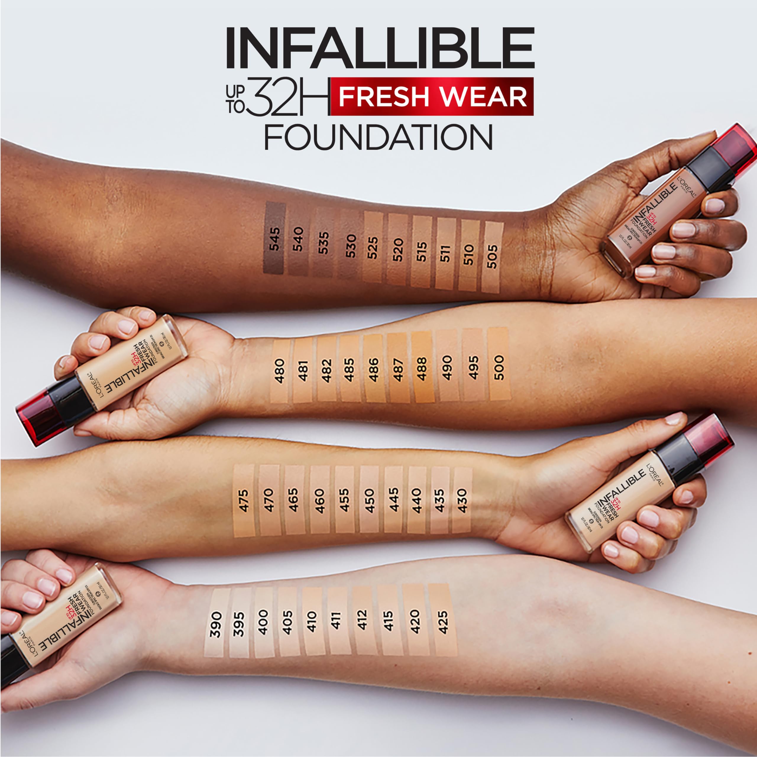LOr  al Paris Makeup Infallible Up to 32 Hour Fresh Wear Lightweight Foundation, 515 Copper, 1 Fl Oz, Packaging May Vary