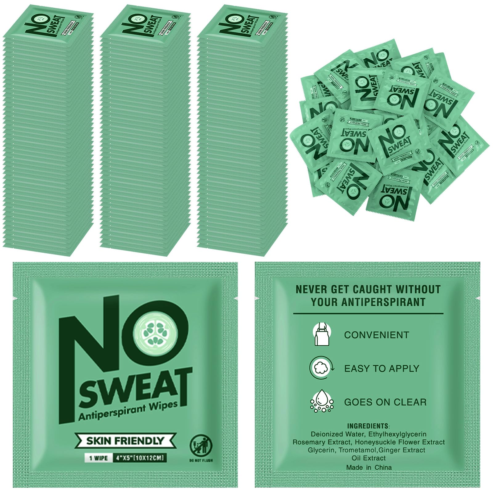 Timgle 150 Pcs Mini Travel Deodorant Wipes Individually Wrapped Antiperspirant Armpit Deodorant Body Sweat Wipes for Teens Women