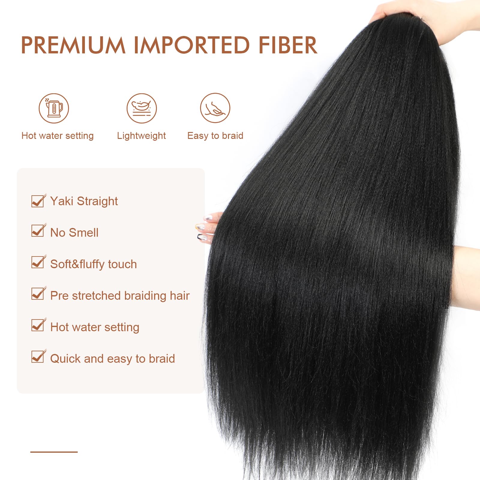Difunee Pre-Stretched Braiding Hair - 12 Inch 8 Packs Natural Black Short Braiding Hair For Twist Or Box Braids, Yaki Texture Ho