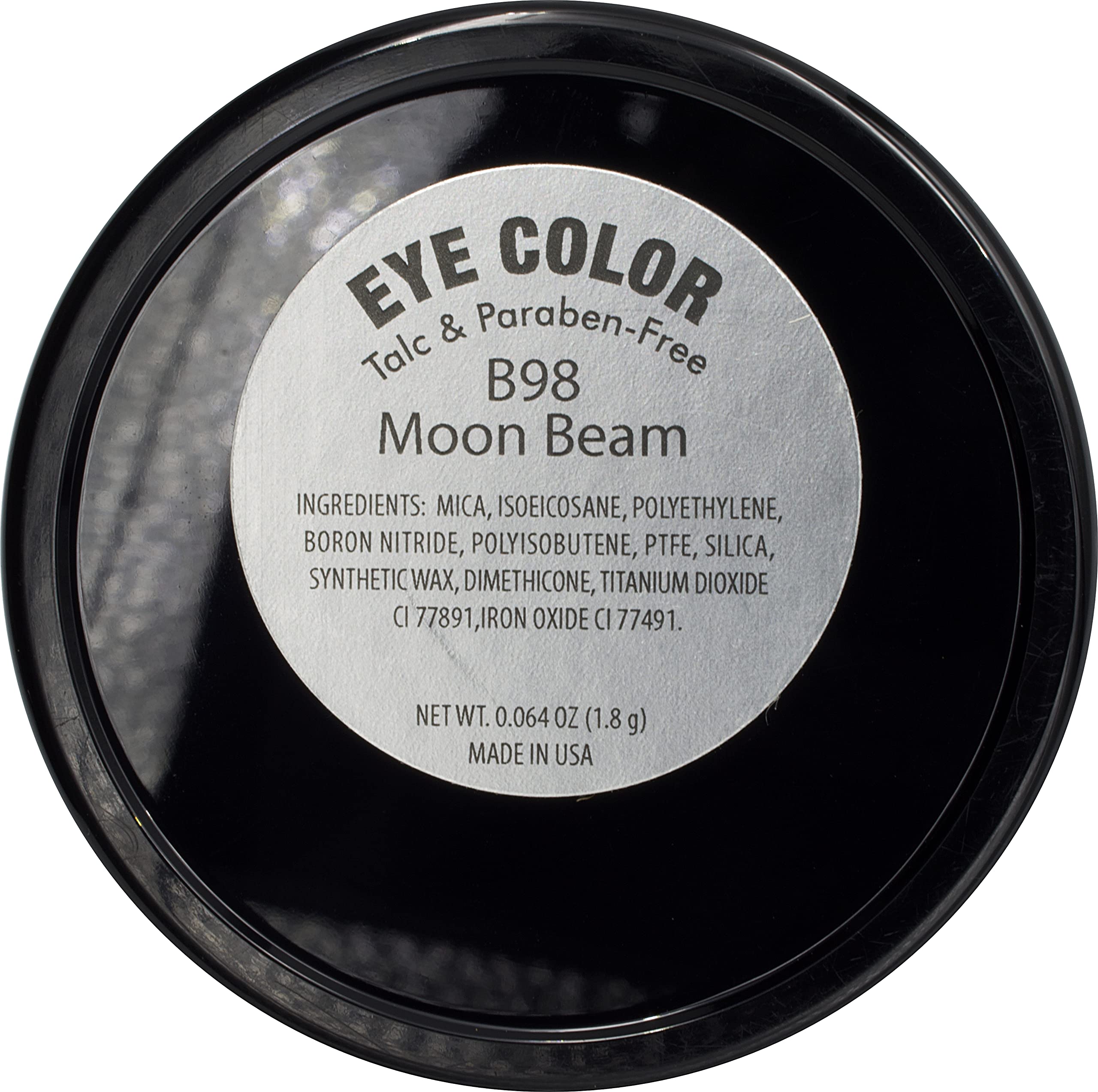 Pure Ziva Moon Beam Soft Off White Gold Shimmering Satin Pressed Powder Single Vegan Eyeshadow; Talc, Paraben & Cruelty Free