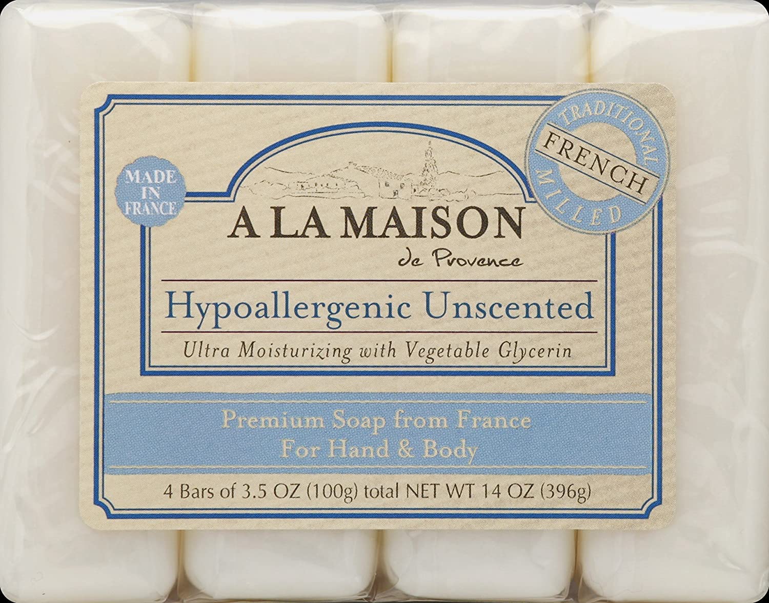 A La Maison Bar Soap Valu Pak Unscntd, 4 Count (Pack Of 2)