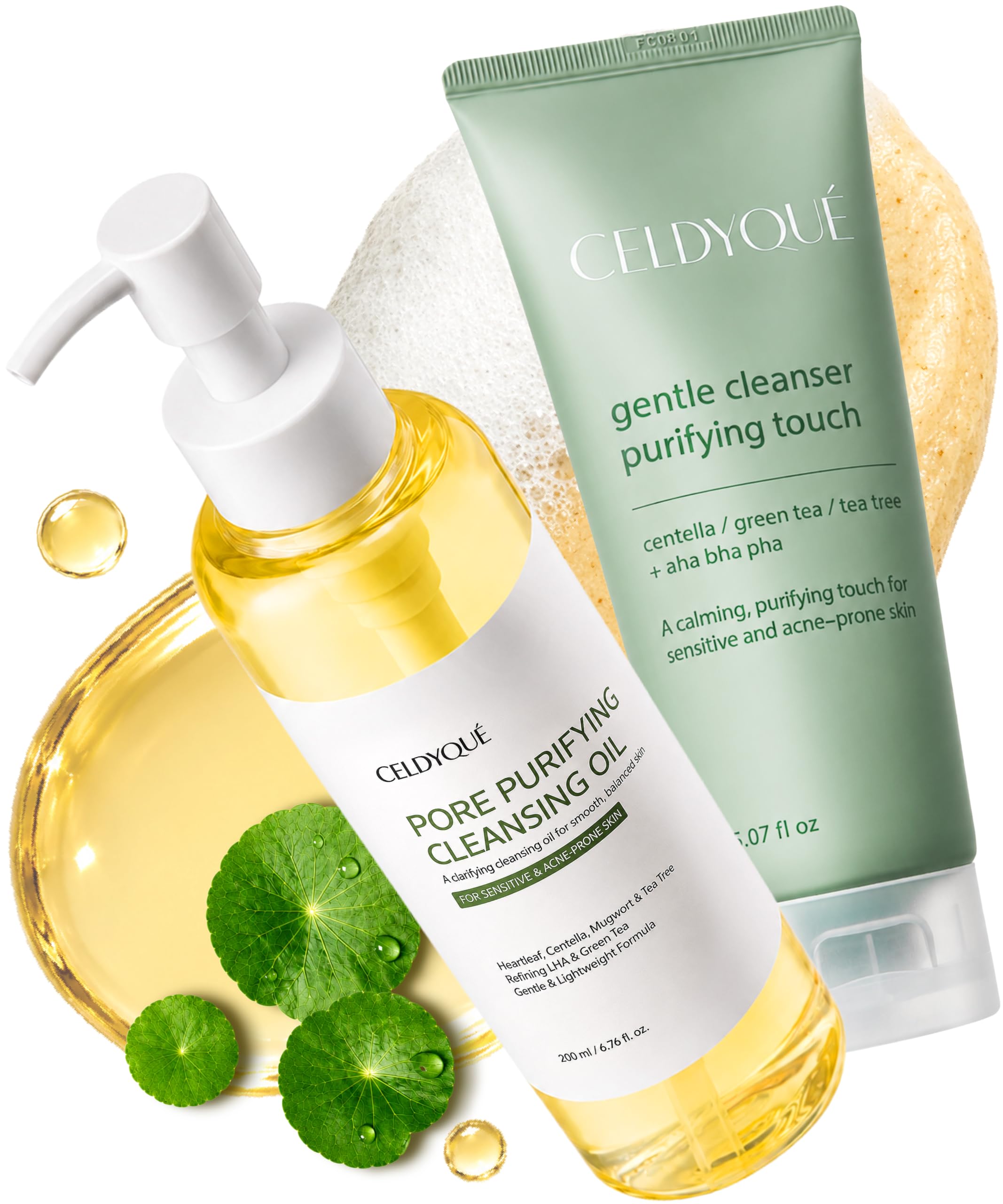 Korean Double Cleanse Duo Set  Pore Purifying Cleansing Oil & Gentle Face Wash, Mild Acid Complex, Sensitive Skin, w/ Centella 