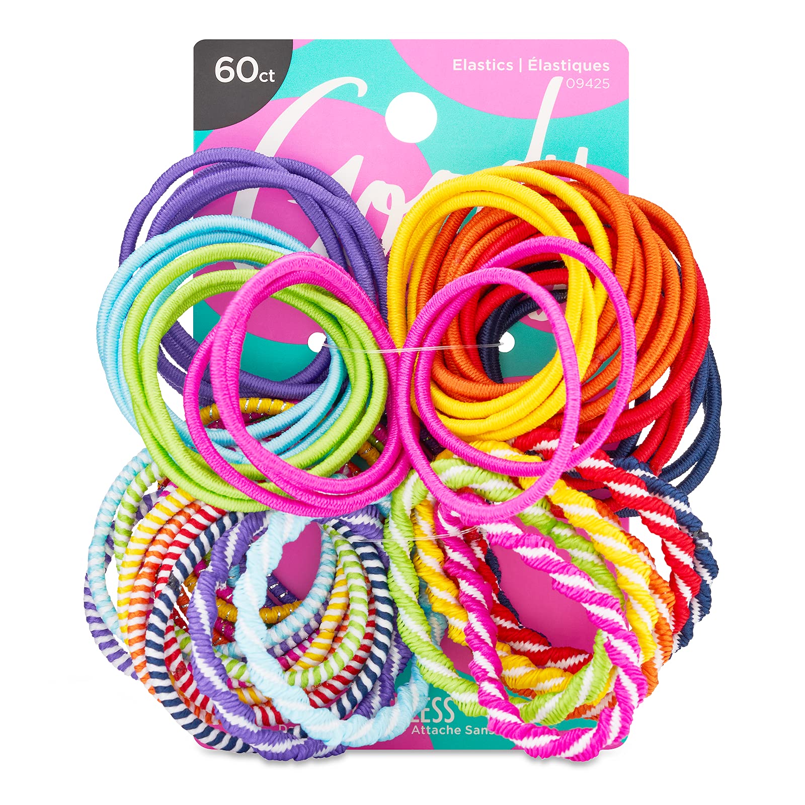 Goody Kids Ouchless Elastic Hair Ties - 2 Color Options Brights or Pastels - Perfect for Fine, Curly Hair and Sensitive Scalps -