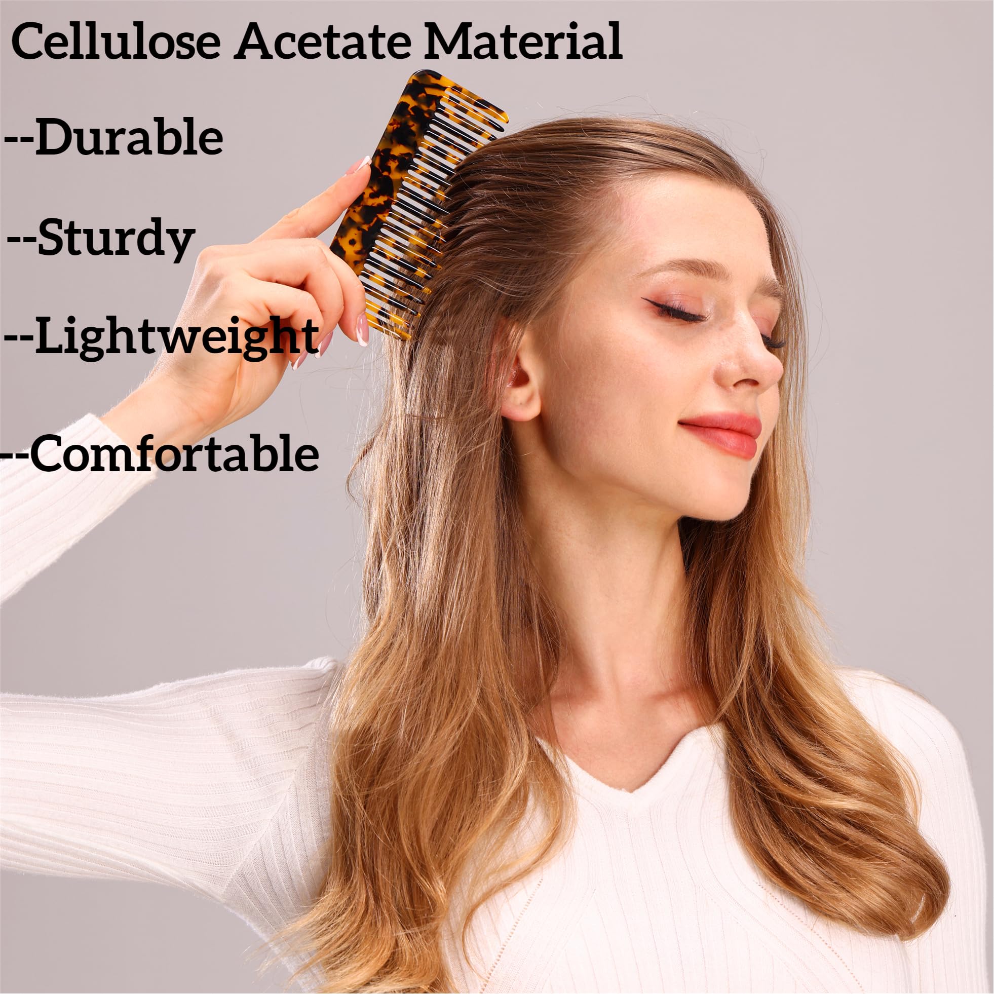 Fsmiling Hair Detangling Comb, Small Travel Purse Wide Tooth Pocket Comb For Thick Curly Wavy Hair, Acetate Hair Detangler Comb