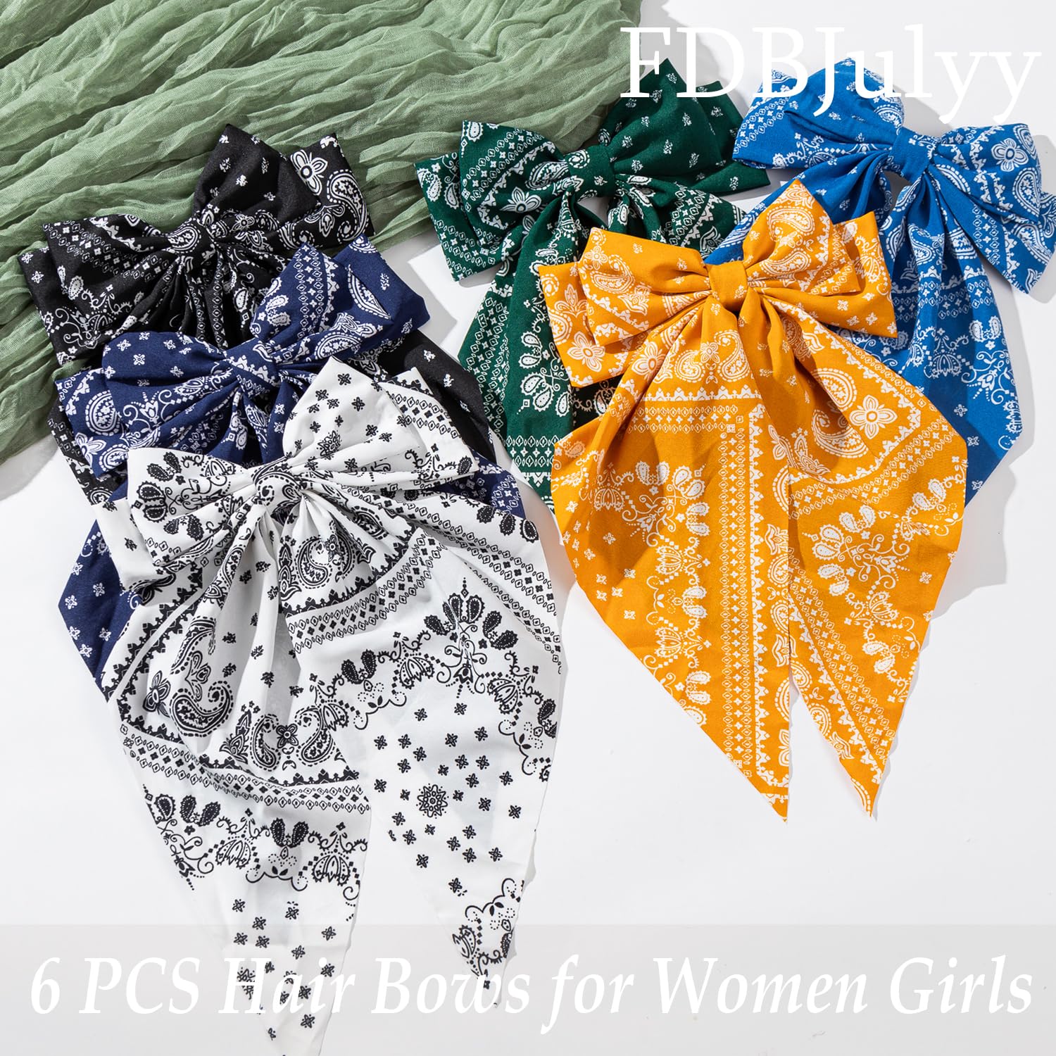 Nonslip Hair Bows Claw Clips For Women & Girls - 6 Pcs Big Bow-Knot Clips For Thick & Thin Hair