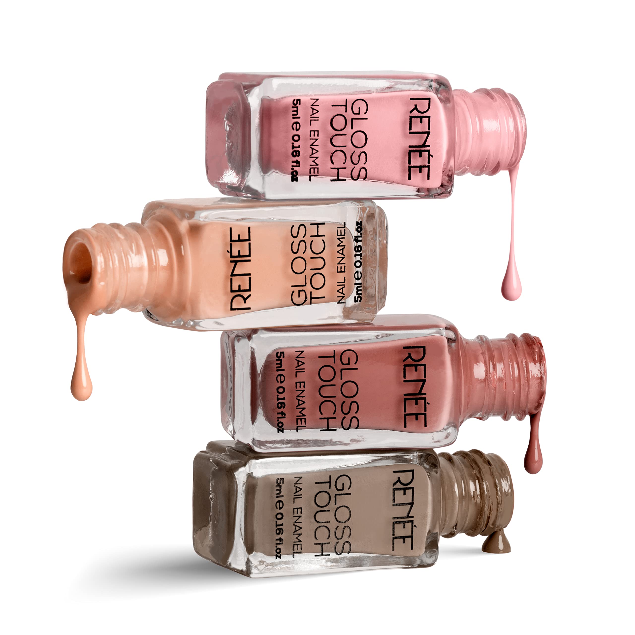 Renee Gloss Touch Nail Paint Set Of 4, Quick Drying Nail Polish, Glossy Gel Finish Nail Kit, Highly Pigmented & Long Lasting Ena