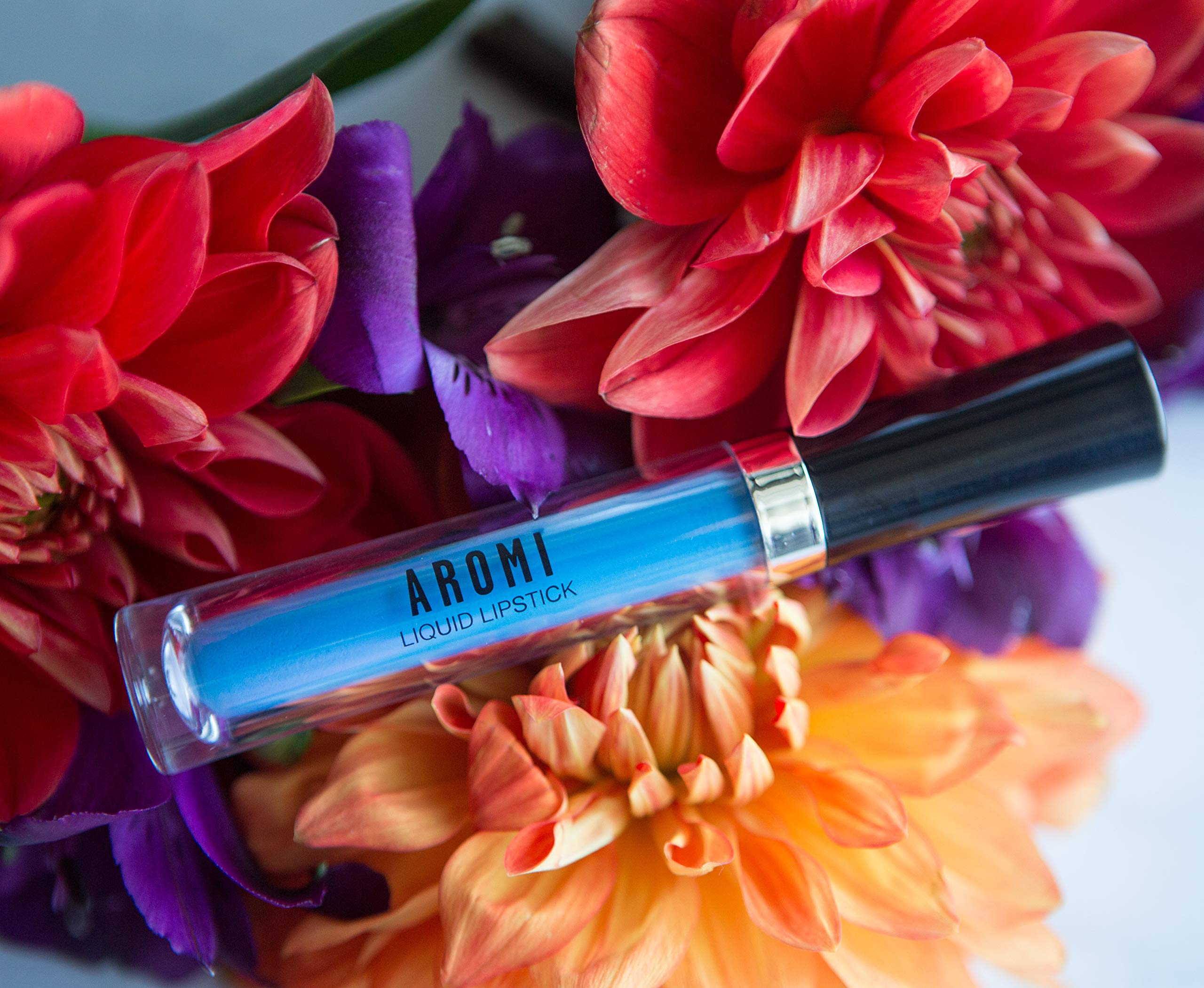 Aromi Azure Blue Matte Liquid Lipstick, Bright Blue Lip Color, Vegan, Cruelty-Free, Long-Lasting, Waterproof Lipstick, Handmade