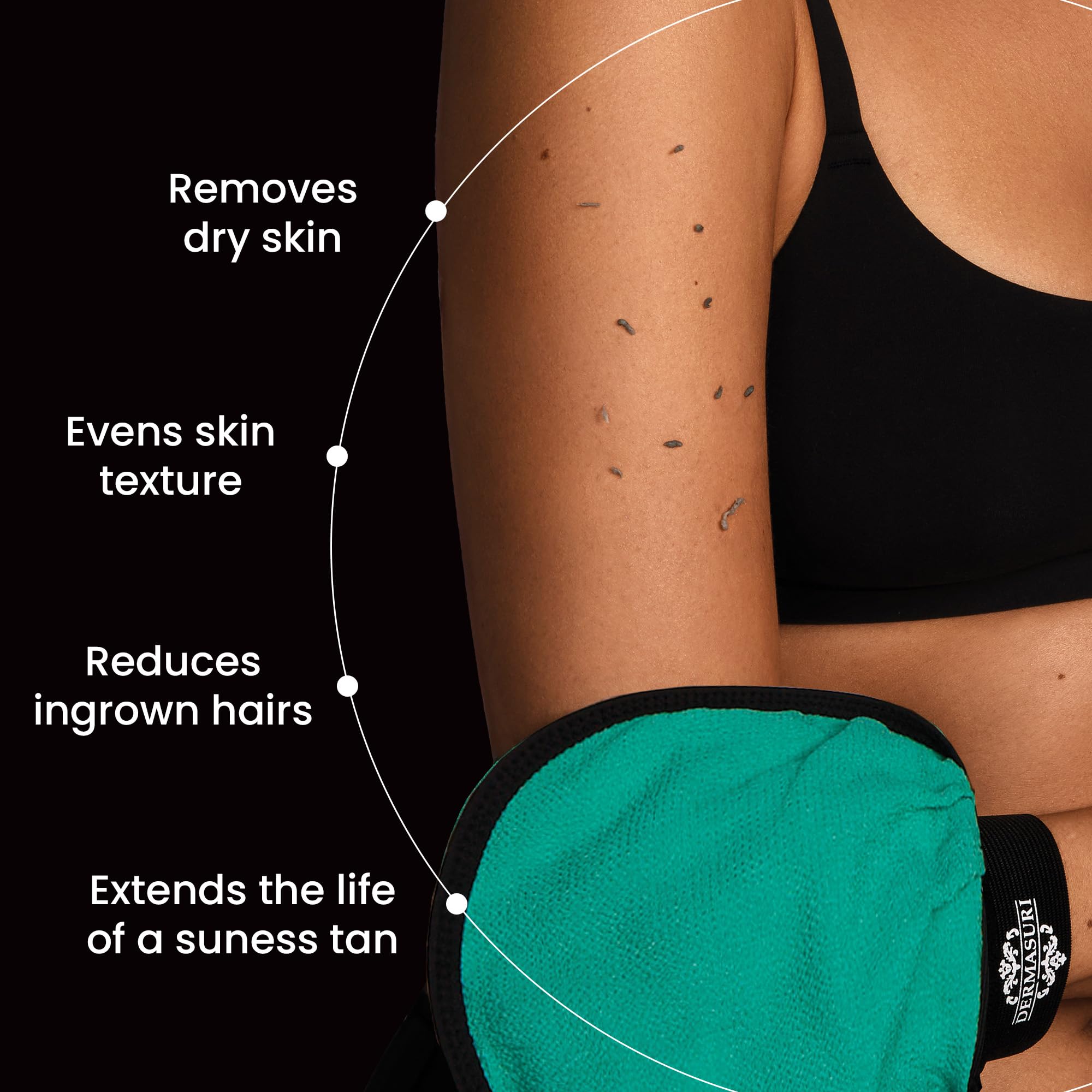 Dermasuri - Deep Exfoliating Glove - Korean Exfoliating Mitt - Body Scrubber for Shower - Buffs Dry & Dead Skin - Keratosis Pila