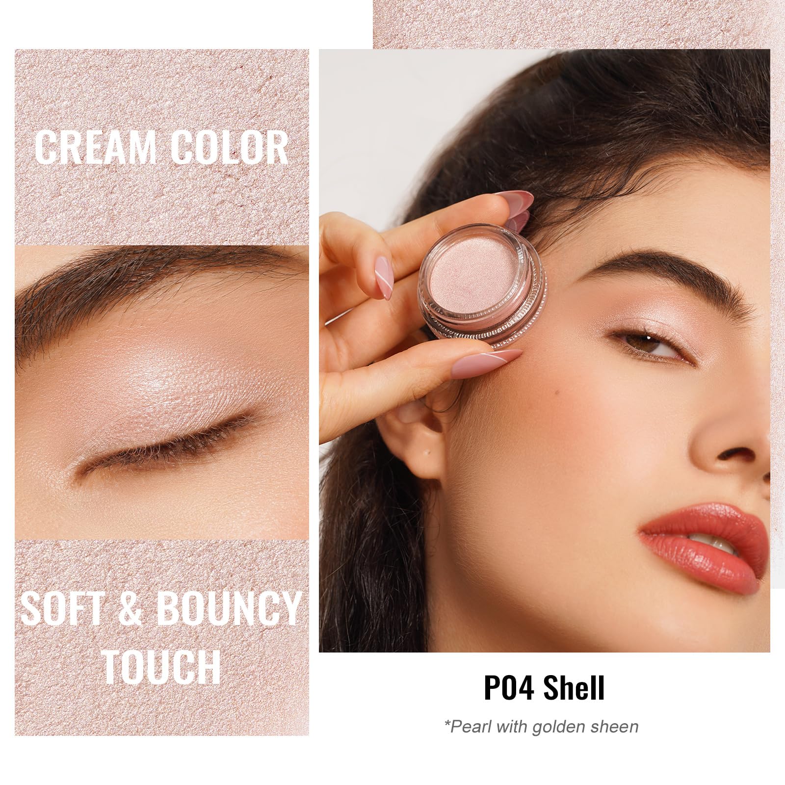 Oulac Light Pearl Cream Eyeshadow Also For Highlighter Shimmer Eye Shadow Waterproof&Long Lasting With Moisturizing Formula Blen