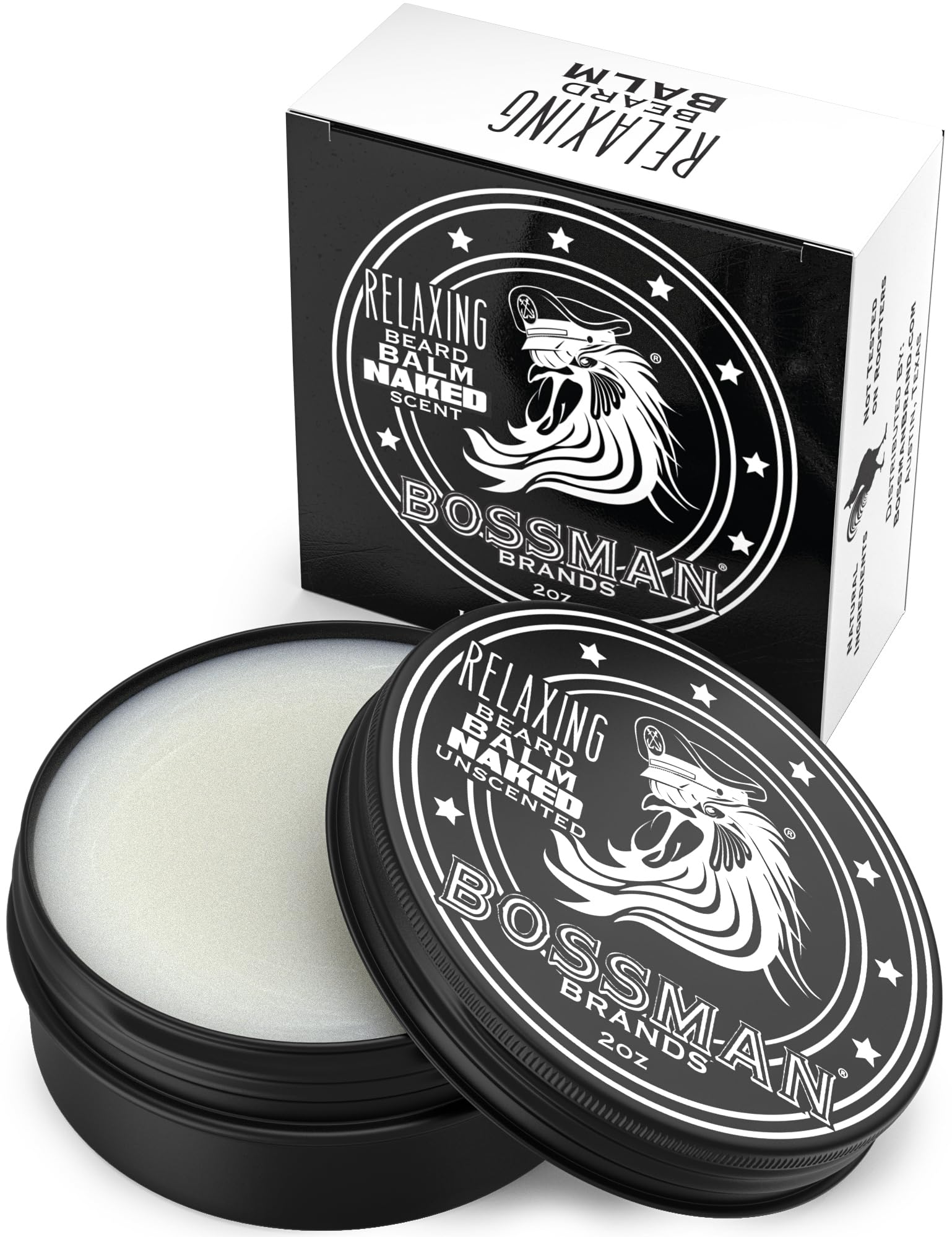 Bossman Relaxing Beard Balm - Beard Tamer, Relaxer, Thickener And Softener Cream - Beard Care Product - Made In Usa (Naked Scent