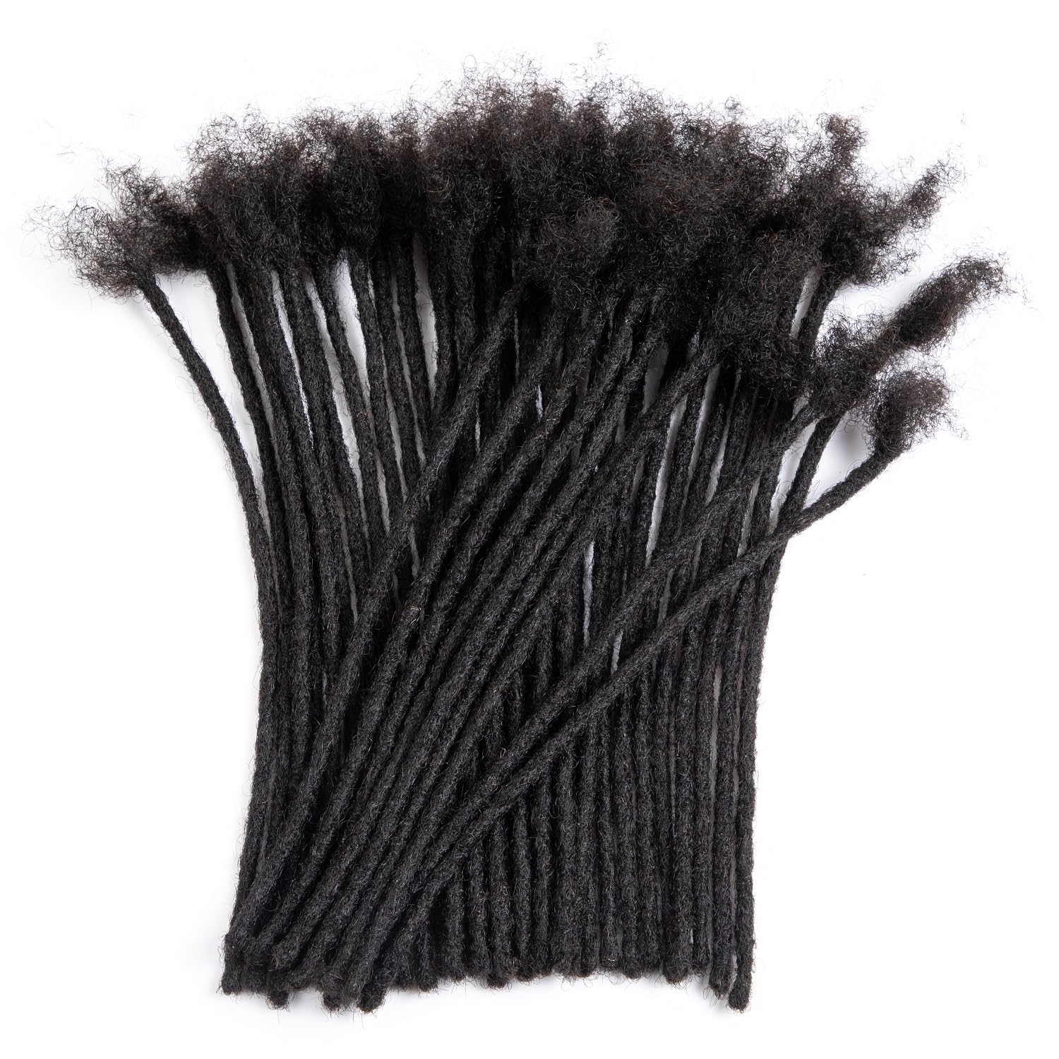 Teresa 12 Inch 0.4Cm Width Loc Extension Human Hair Natural Black 60 Strands Full Hand-Made Permanent Locs Extensions Can Be Dye
