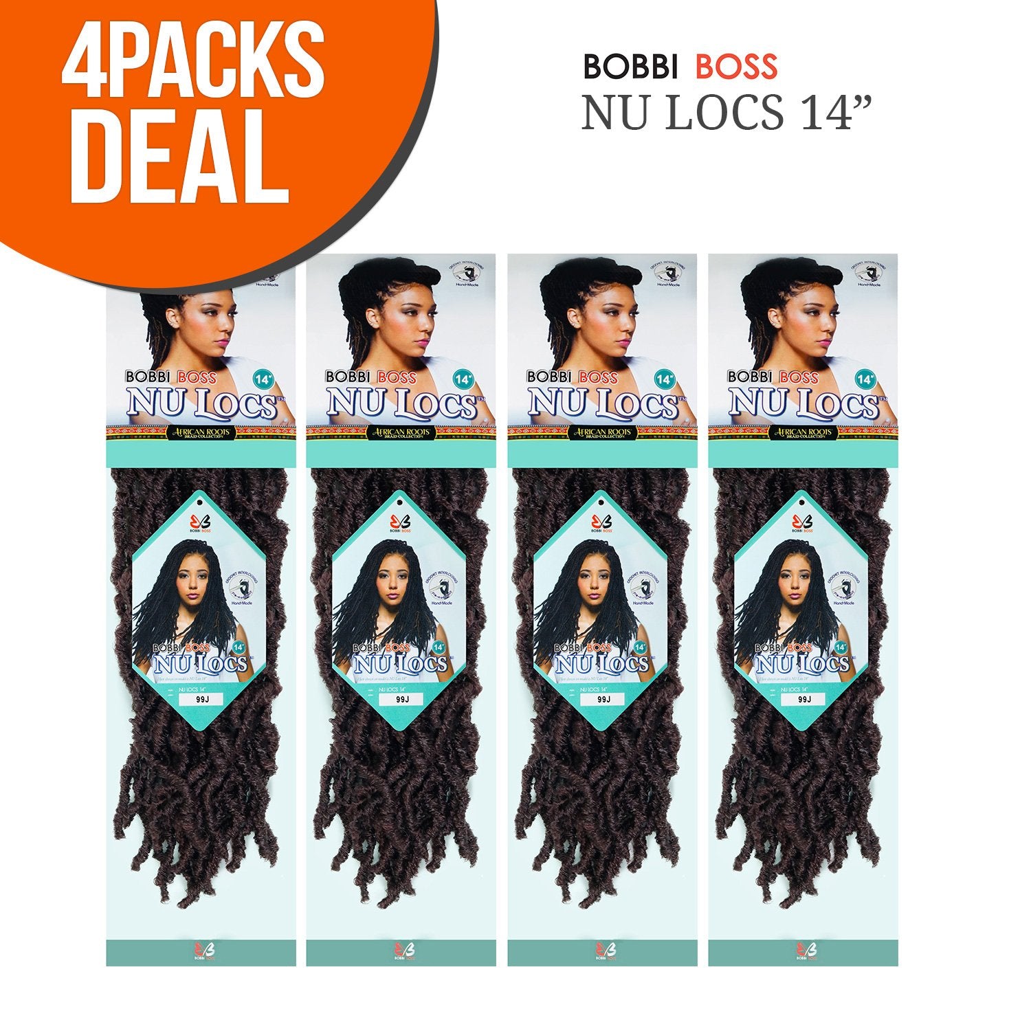 Bobbi Boss Synthetic Hair Crochet Braids African Roots Braid Collection Nu Locs 14 (4-PACK, M27/GOLD)