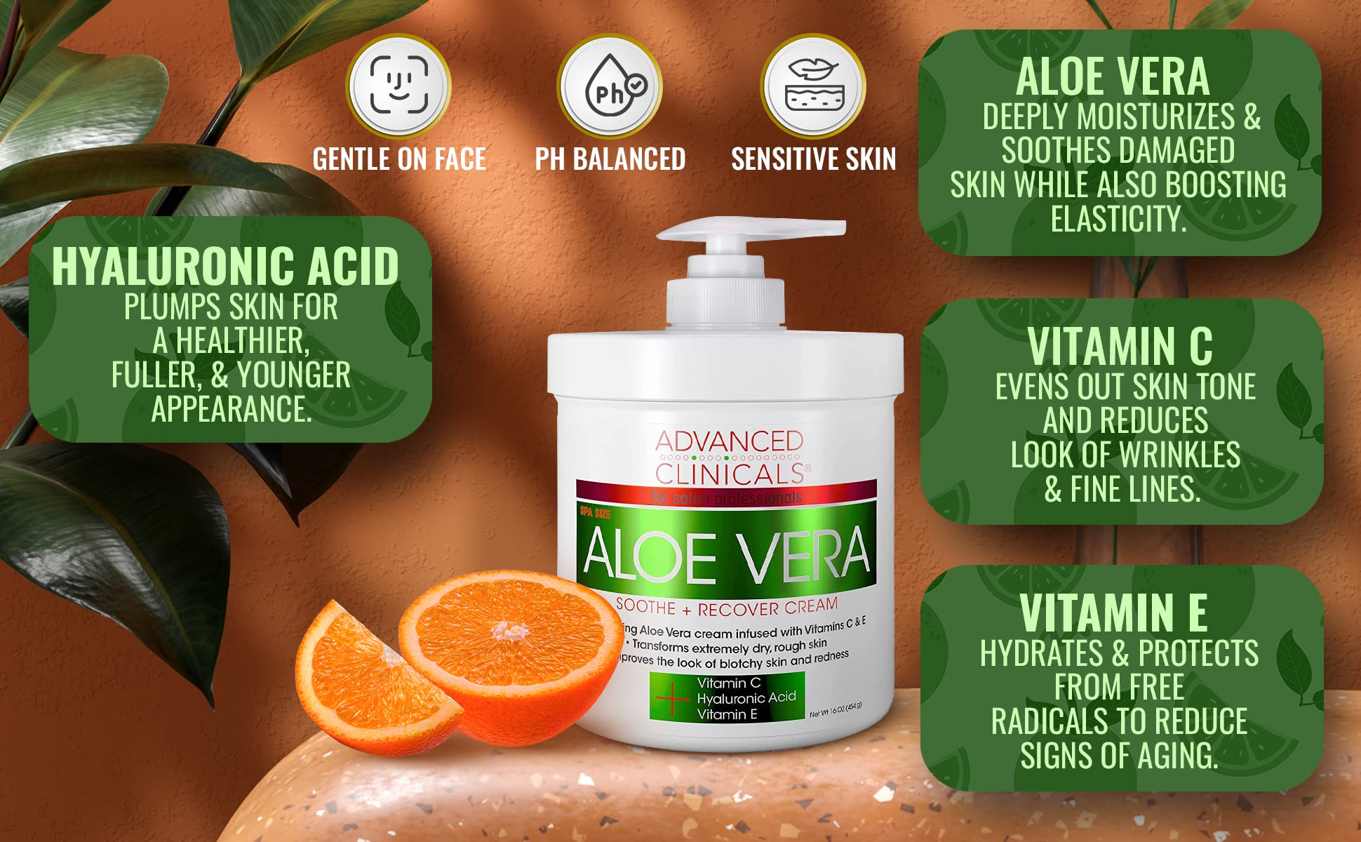 Advanced Clinicals Aloe Vera Lotion For Sun Burn Recovery | After Sun Body Lotion With Vitamin C + Hyaluronic Acid | Damaged Ski