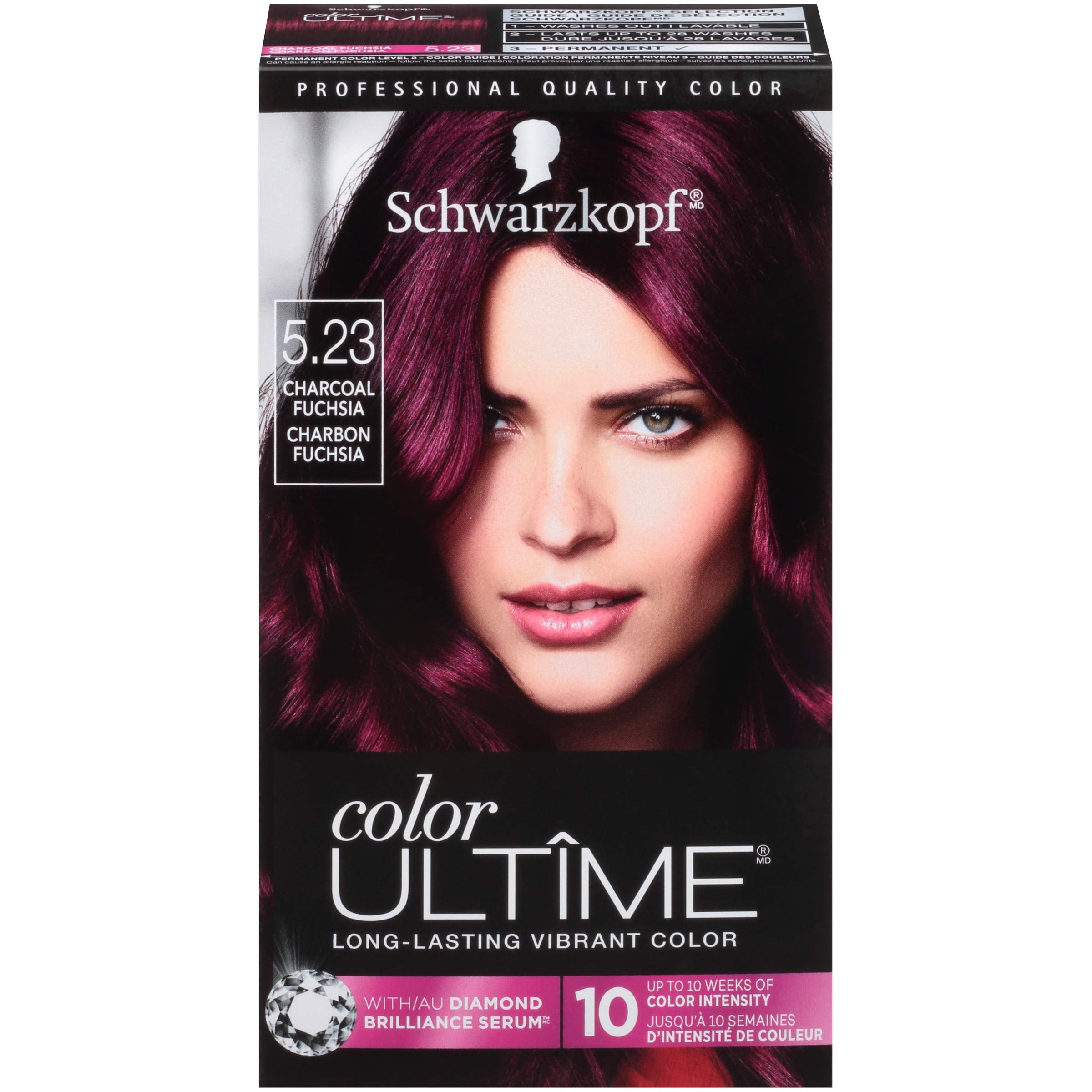 Schwarzkopf Color Ultime Hair Color, 5.23 Charcoal Fuchsia, 1 Application - Permanent Hair Dye for Vivid Color Intensity and Fad