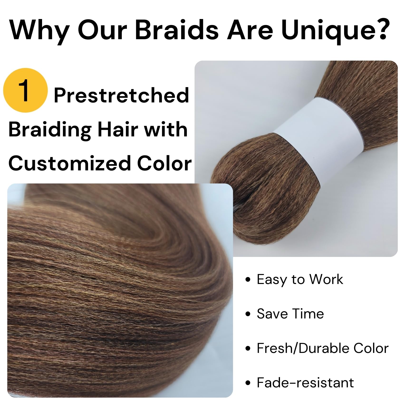 Dark Blonde Brown Braiding Hair Pre stretched Box Braiding Hair Extensions for Knotless Braids Mixed Feed in Braids Hair for Bra