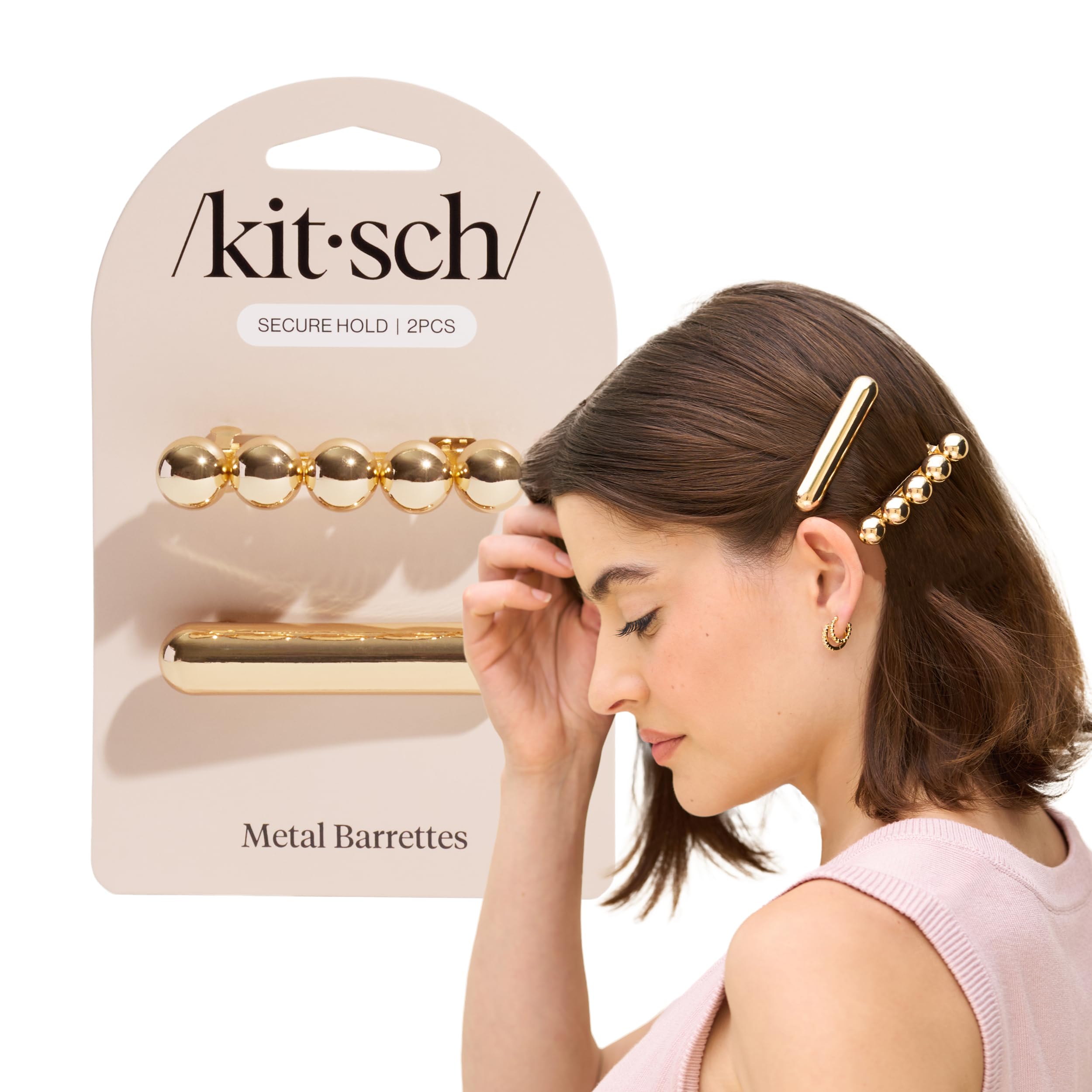 Kitsch Gold Hair Barrettes For Women - Stylish, Durable & Elegant Metal Hair Clips for Everyday or Special Occasions - Cloud & B