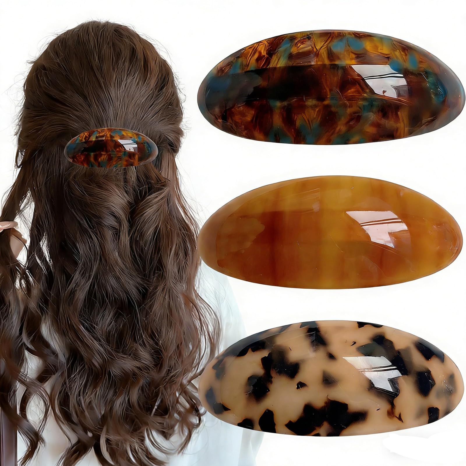 3 Pcs Hair Clips For Woman, Banana Clips Set With Vintage Design, Secure Hold For Thick Hair Styling, Hair Accessories For Work 