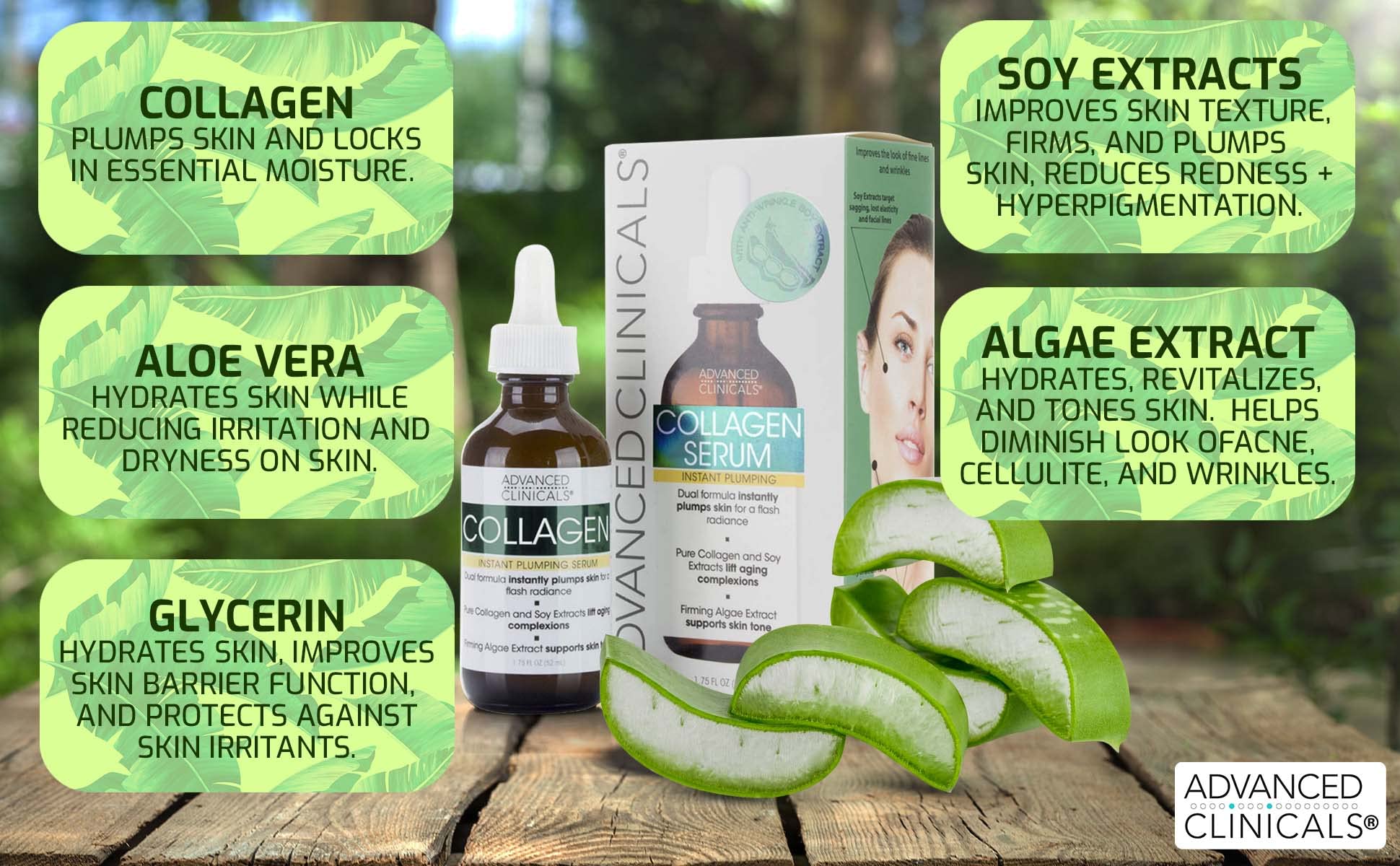 Advanced Clinicals Collagen Facial Serum + Turmeric Oil Face Serum Skin Care Set, Skin Plumping Anti Aging Serums For Face Help