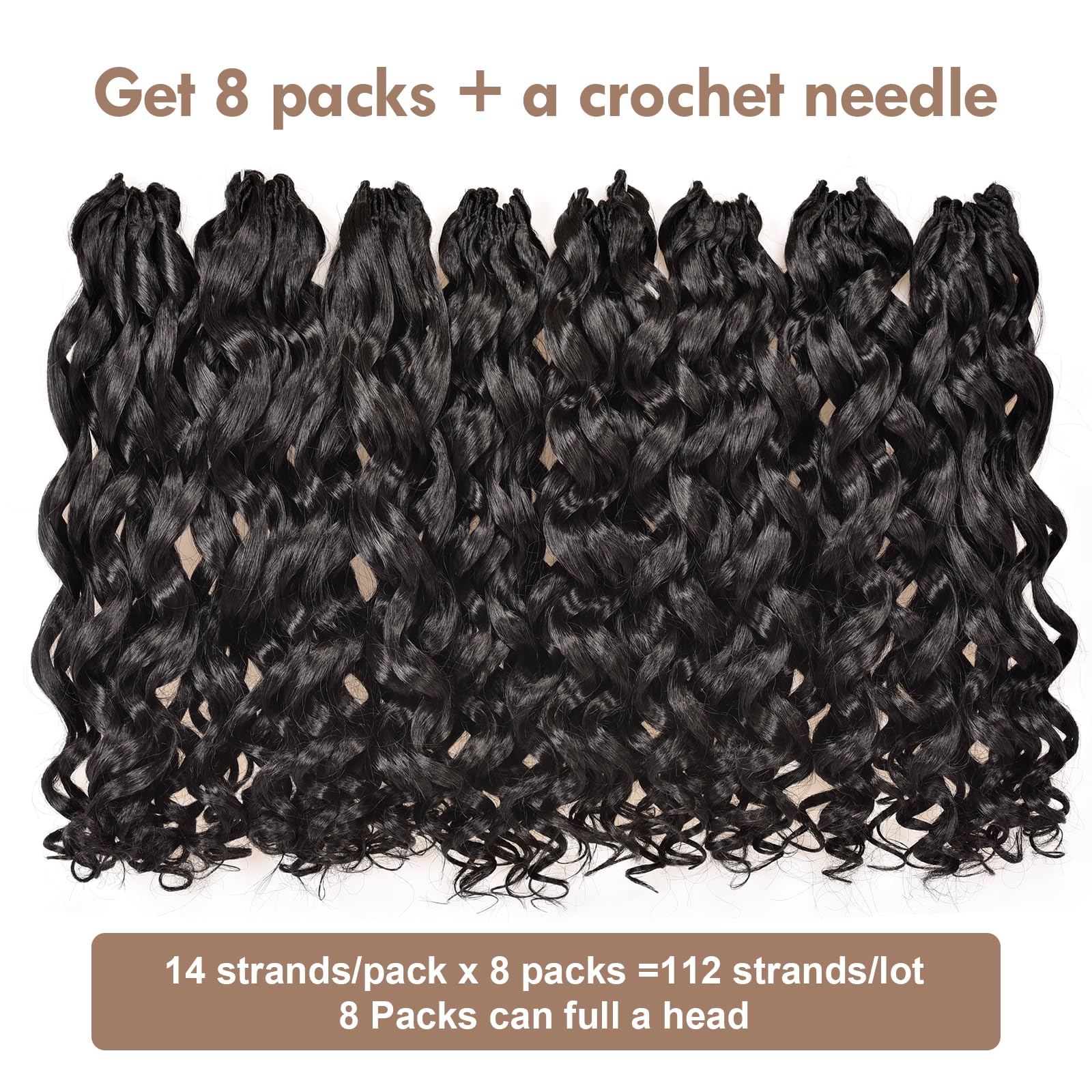 Toyotress Beach Curl Crochet Hair - 12 Inch 8 Packs Natural Black Ocean Wave Crochet Hair, Short Curly Water Wave Deep Twist Syn