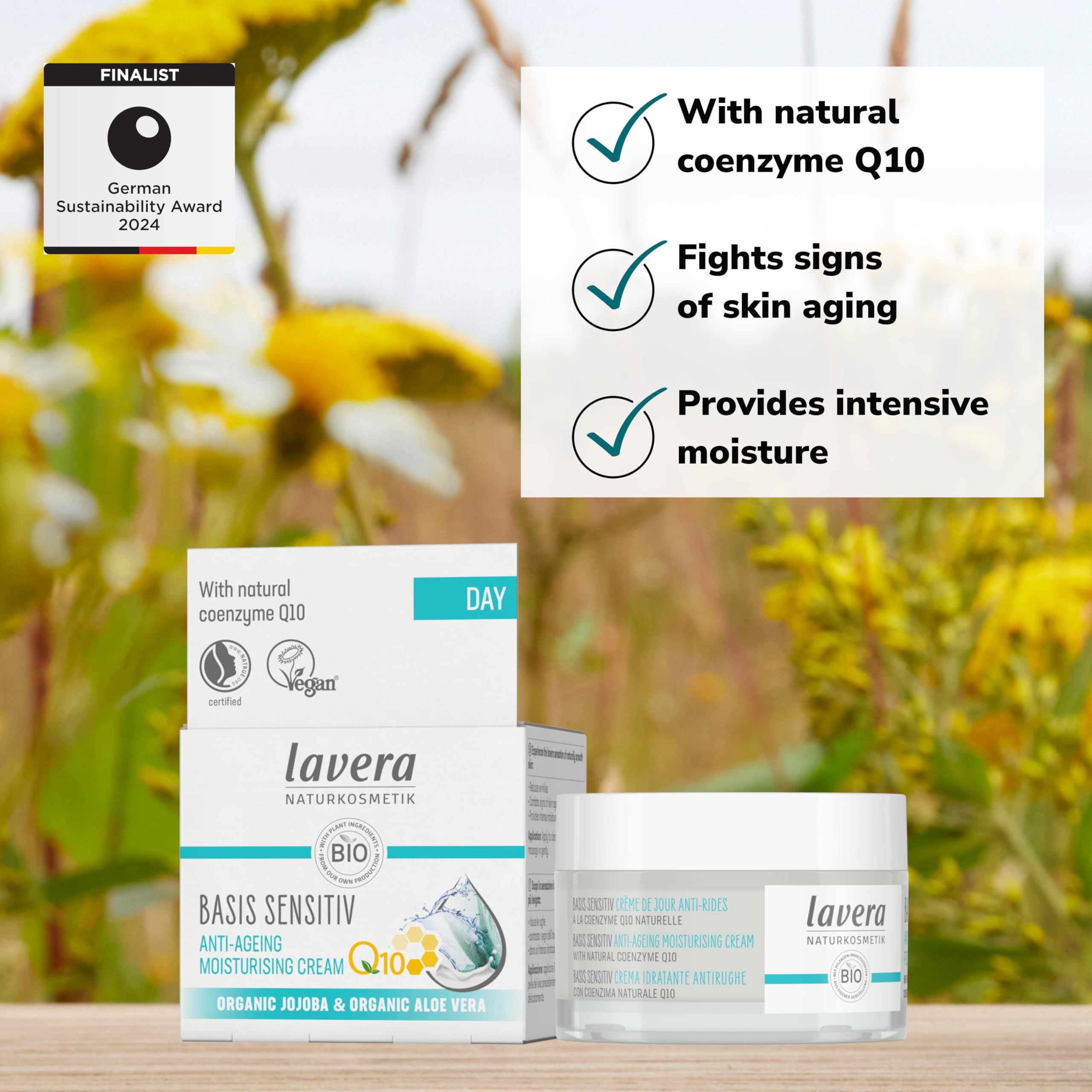 Lavera Anti-Aging Natural Facial Moisturizer Q10 - Reduce Fine Lines and Wrinkles, For Softer, Smoother and Younger Looking (50m