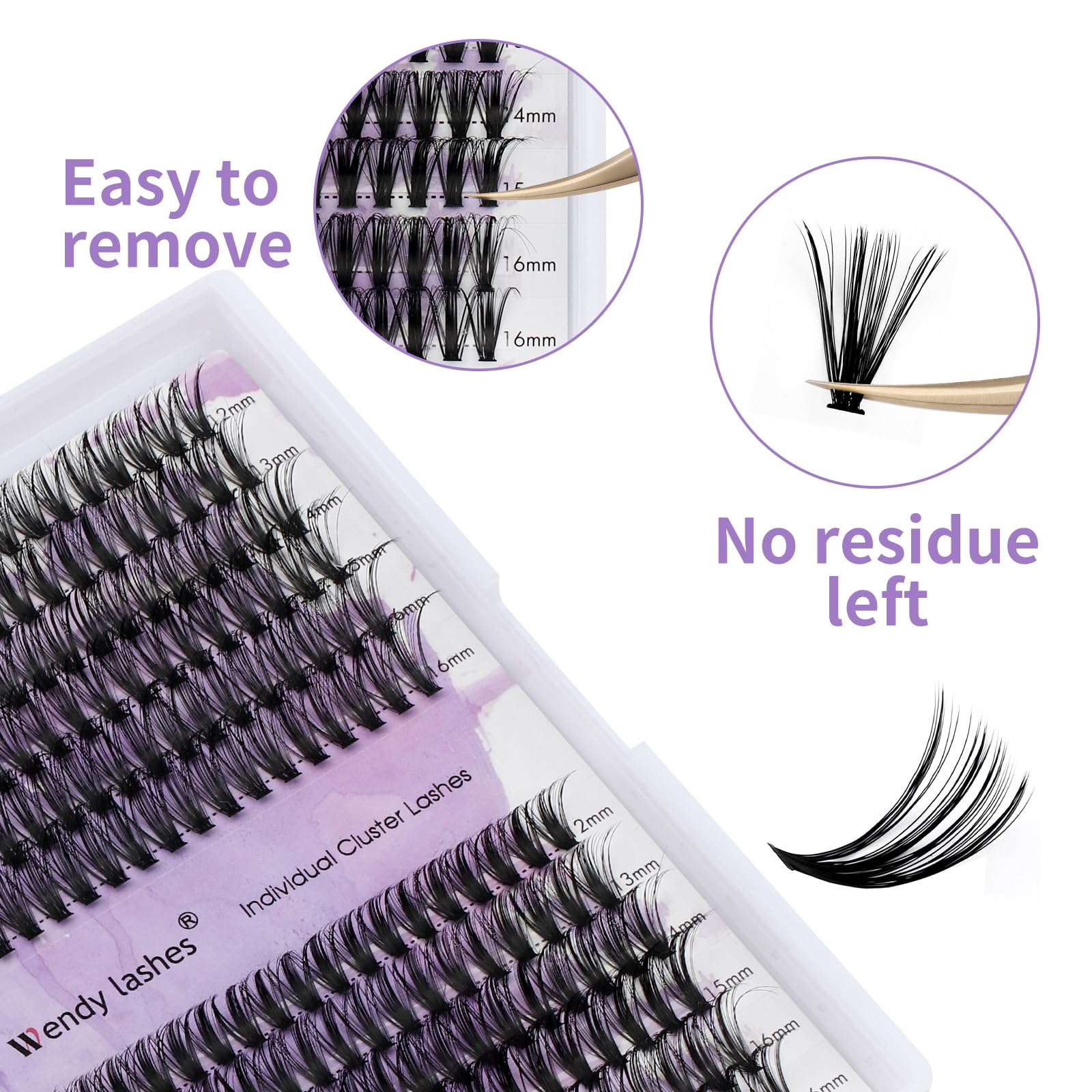 Lash Clusters Individual Cluster Lashes 40/50D Diy Lashes 12-16Mm Mixed Length C/D Curl Thin Band Cluster Lashes Matte Black Eye
