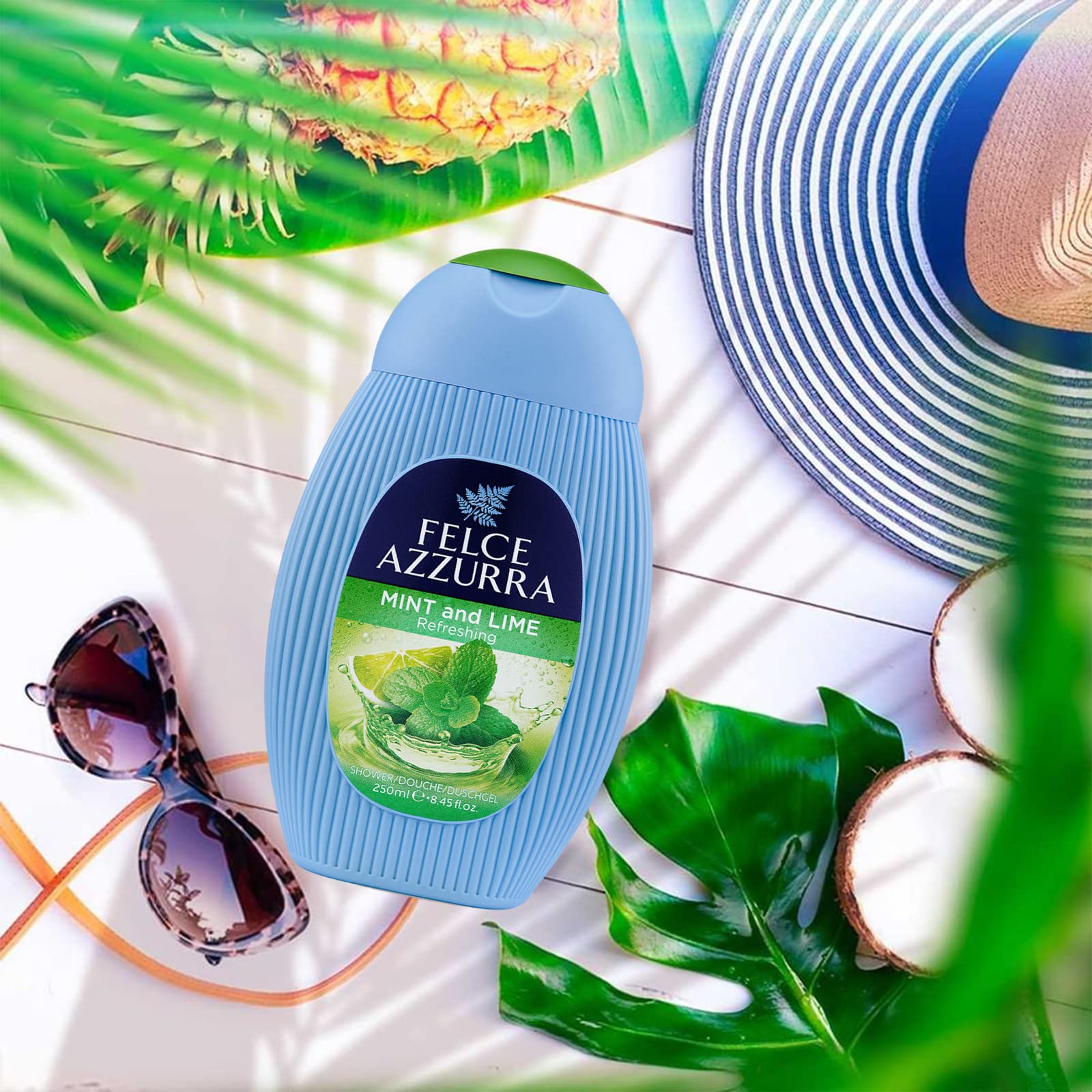 Felce Azzurra Mint And Lime - Refreshing Essence Shower Gel - Blended With Notes Of Musk, Jasmine Petals And Orchids - Intense F