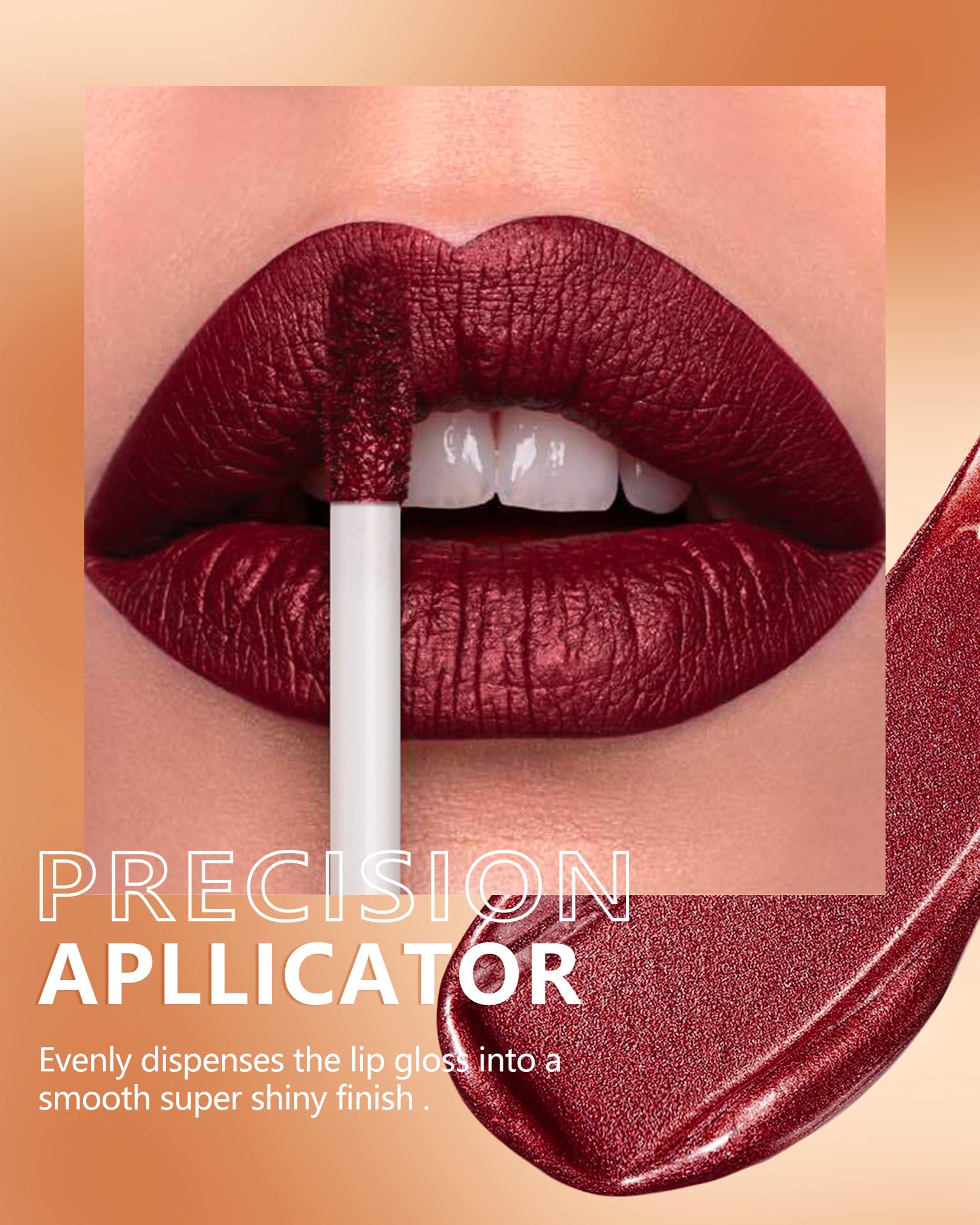 Maki Yika Dark Red Lipstick For Women Metallic Lipsticks Glitter Long Lasting Lipstick No Smudge No Transfer Liquid Pink Lip Glo