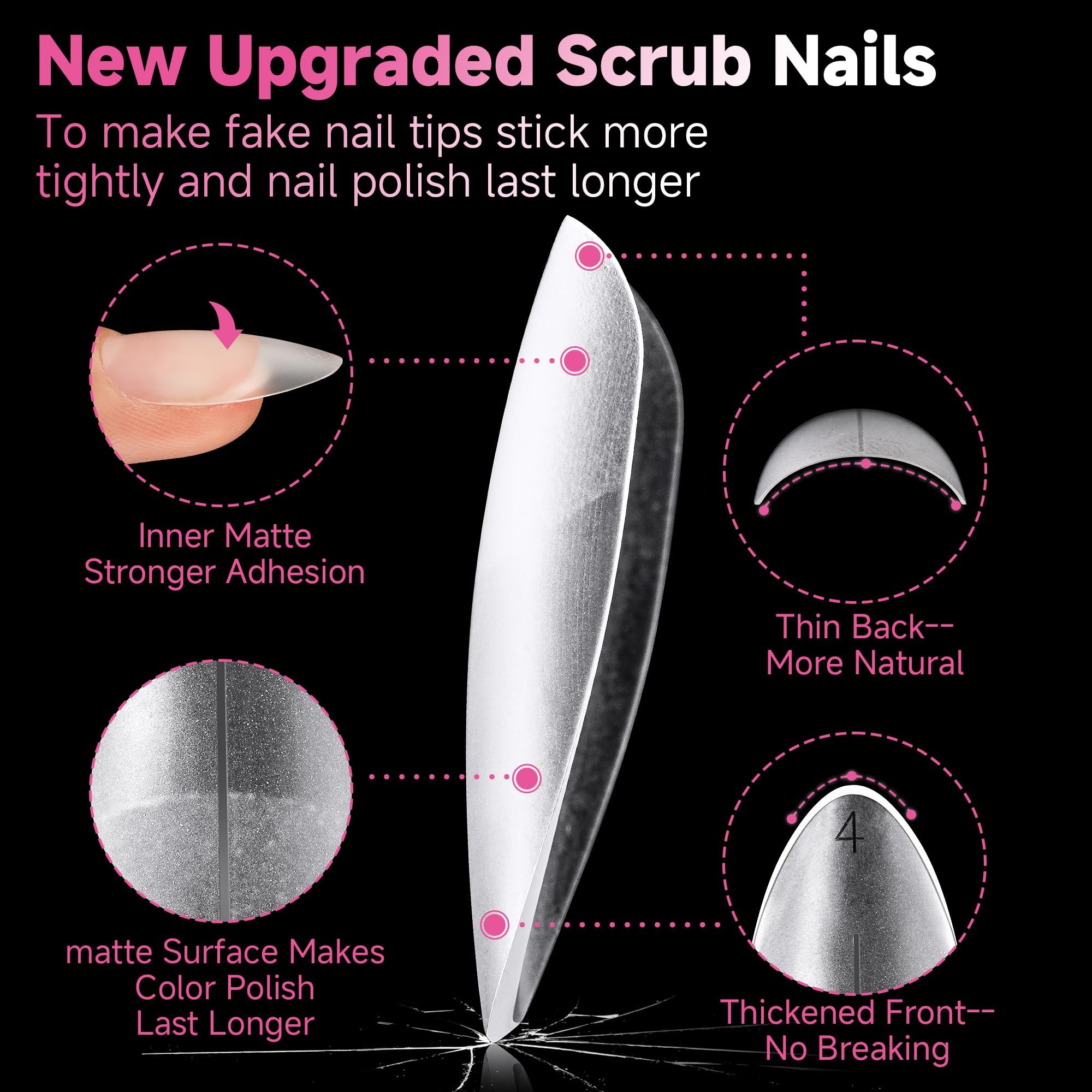 Una Gella Almond Nail Tips, 15 Sizes Almond Gel X Nail Tips, 312Pcs Full Matte Surface Nail Tips Clear Full Cover Soft Gel Nail