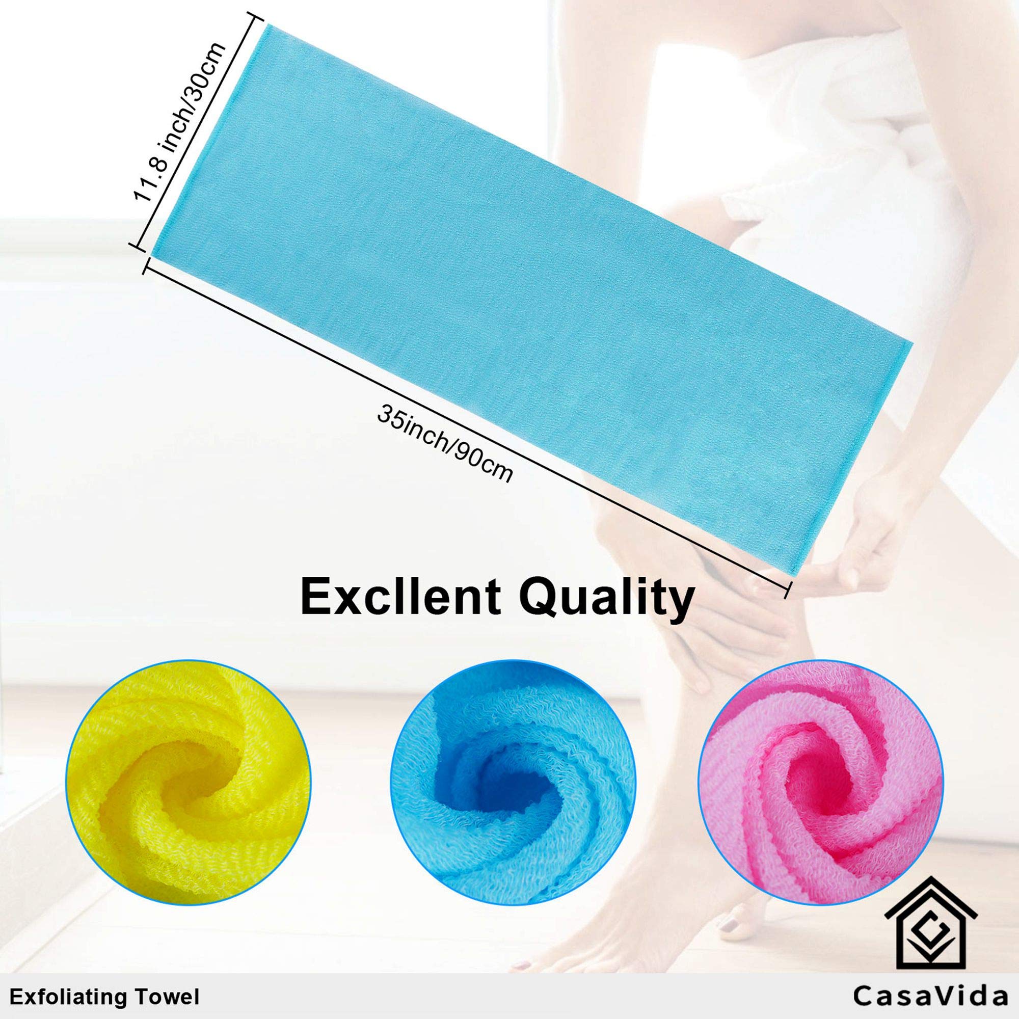 Casavida Exfoliating Washcloth Back Scrubber For Shower Exfoliating Body Scrubber Japanese Beauty African Net Sponge Bath Korean