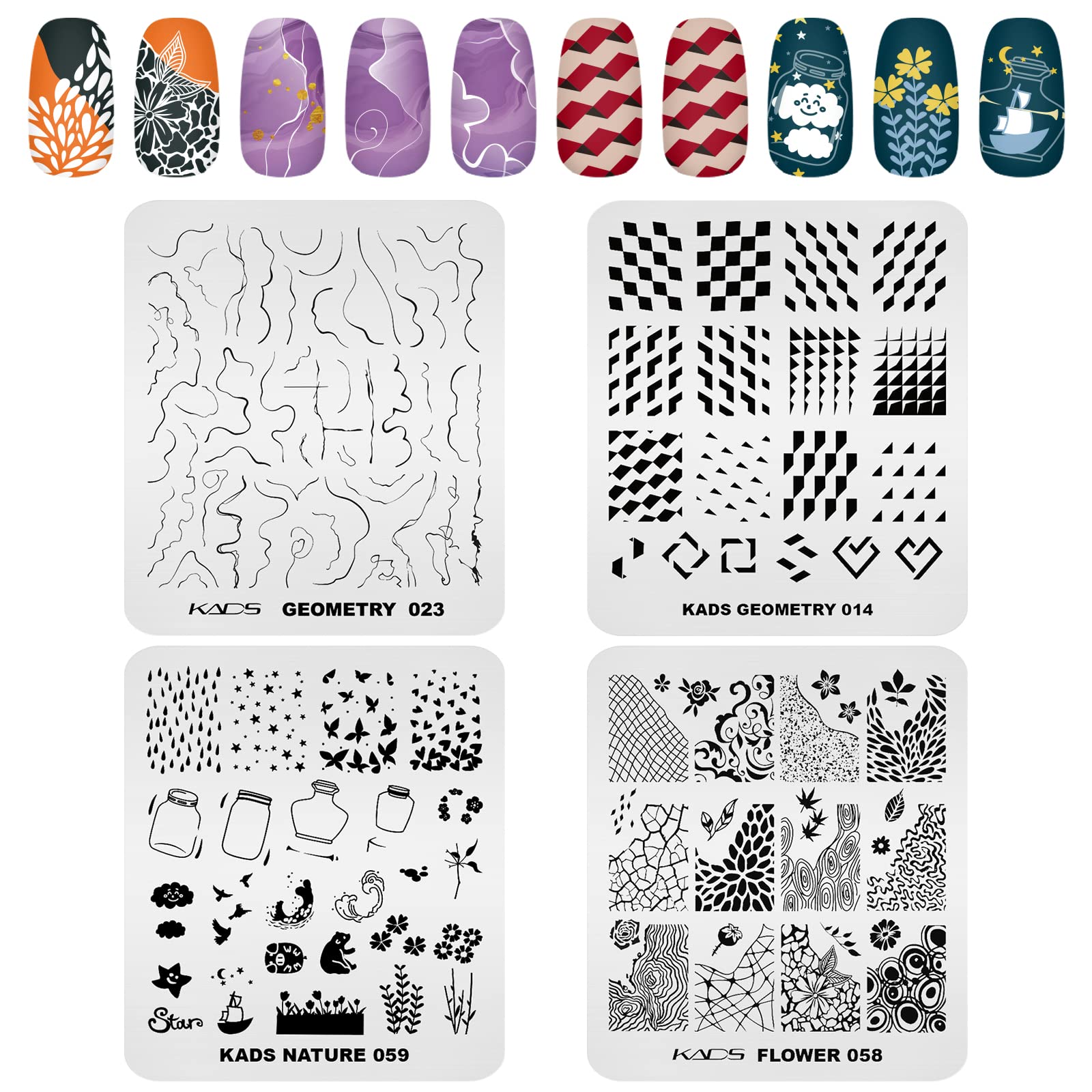 Kads 20Pcs Nail Stampig Plates With Stamper And Scraper Kit Nail Stamp Template Stencil Nail Art Design Diy Tool