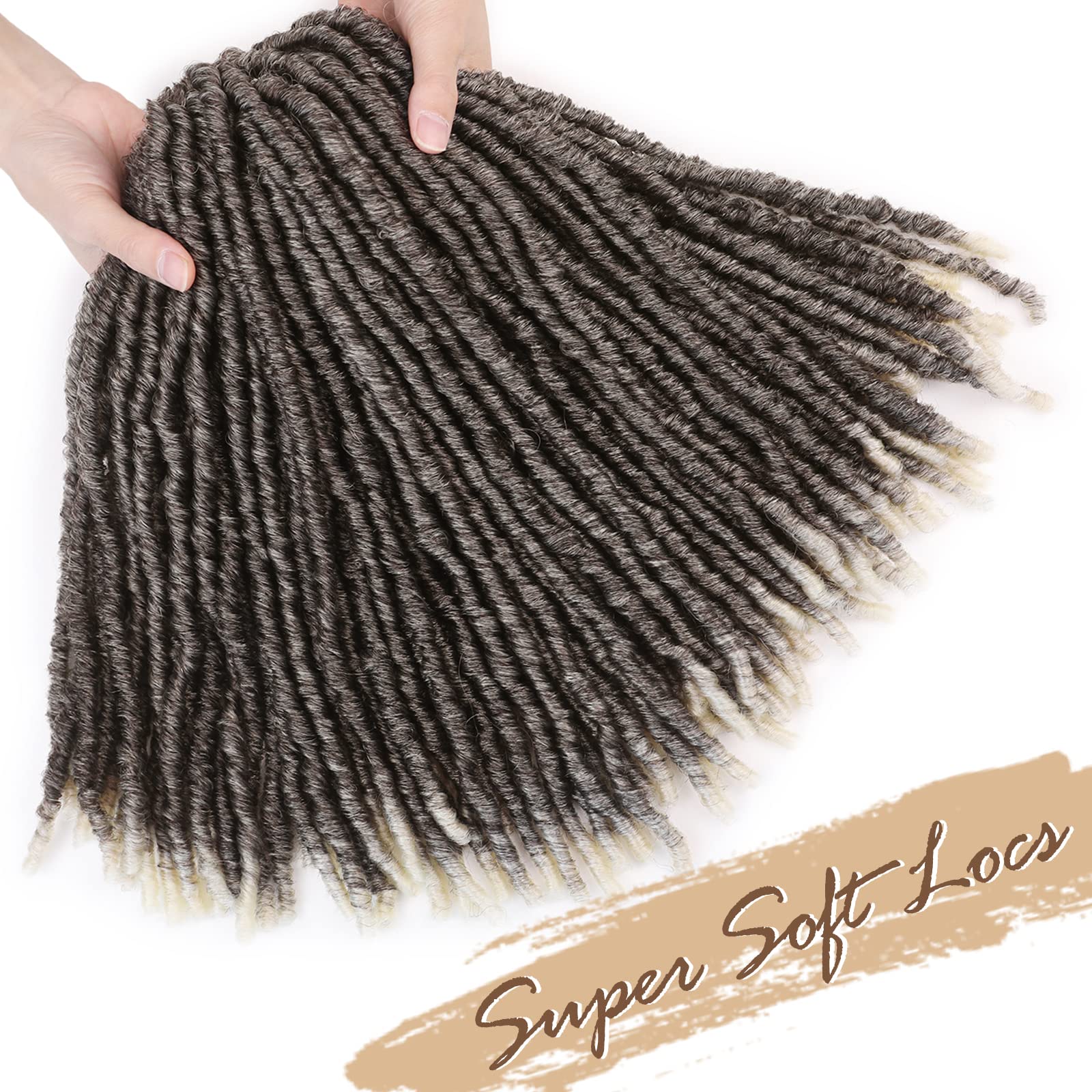Wignee 120 Strands Faux Locs Crochet Hair 12 Inches Short Faux Locs Pre-Looped Soft Locs Dreadlock Crochet Hair 6 Packs Pre-Twis