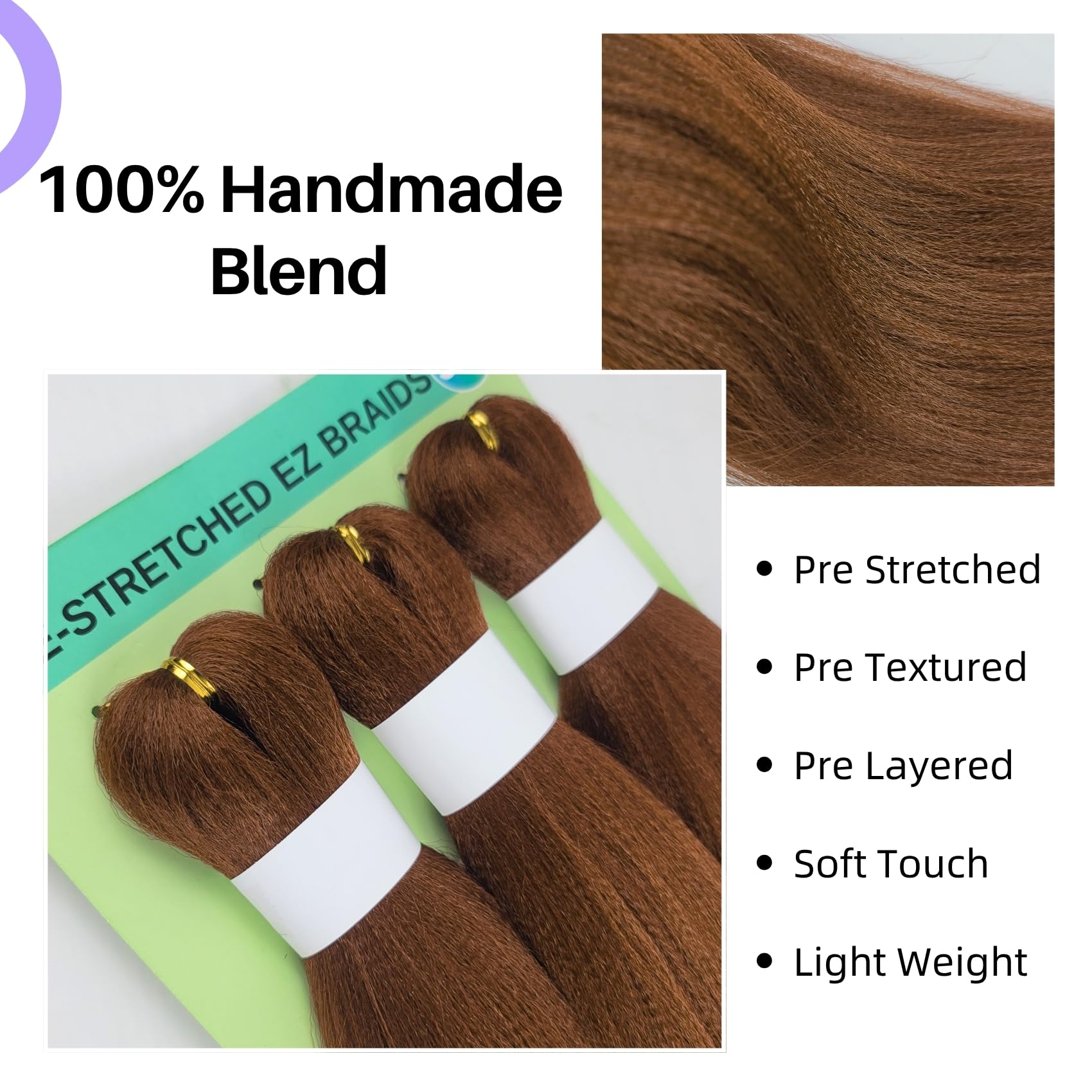 Brown Braiding Hair Pre Stretched 30# Knotless Braids Hair Extension for Braiding