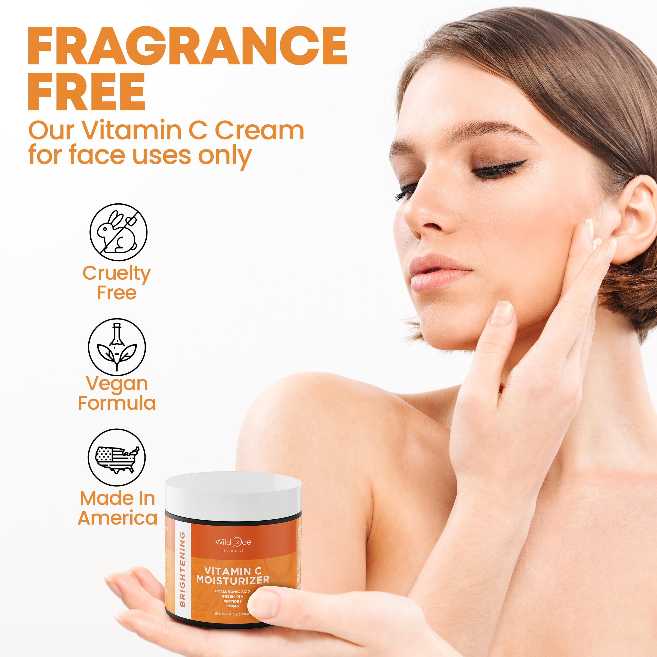 Vitamin C Face & Neck Moisturizer - Firming Eye Cream, Anti-Aging, Glowing Skin with Green Tea, Hyaluronic Acid, Vitamin E, Jojo