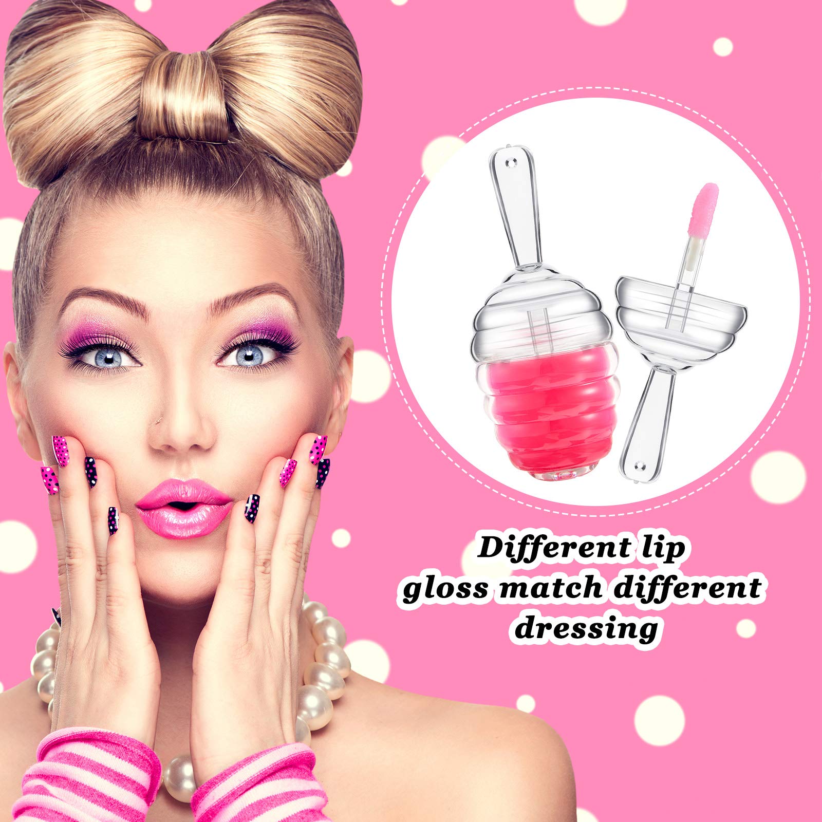 18 Pieces Honey Pots Shaped Lip Gloss Tube Empty Plastic Lip Gloss Container Mini Clear Refillable Lip Balm Bottle Container wit