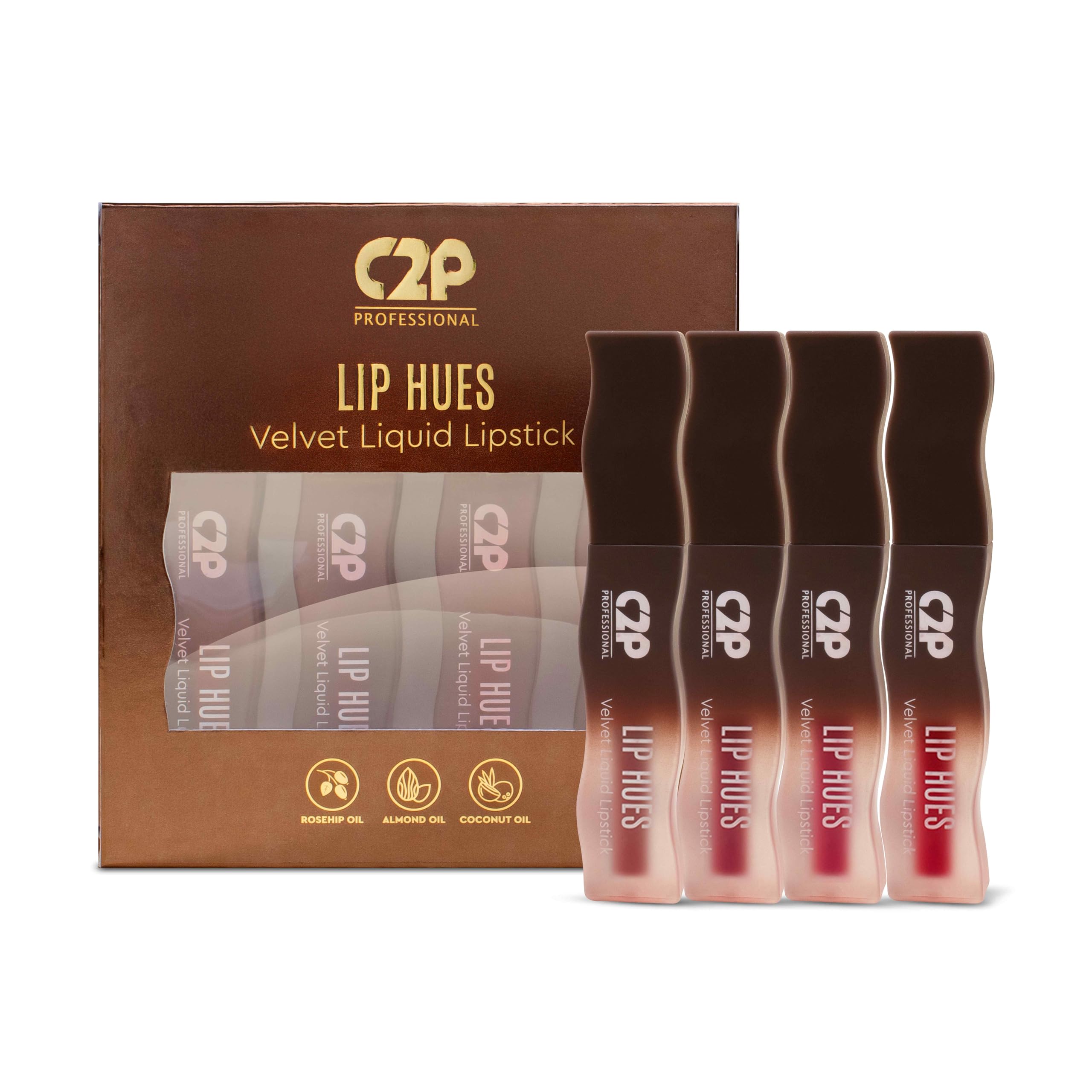 C2P Pro Lip Hues Velvet Liquid Lipstick  LongLasting Matte Lip Color, Lightweight, SmudgeProof, Highly Pigmented Lip Makeup (