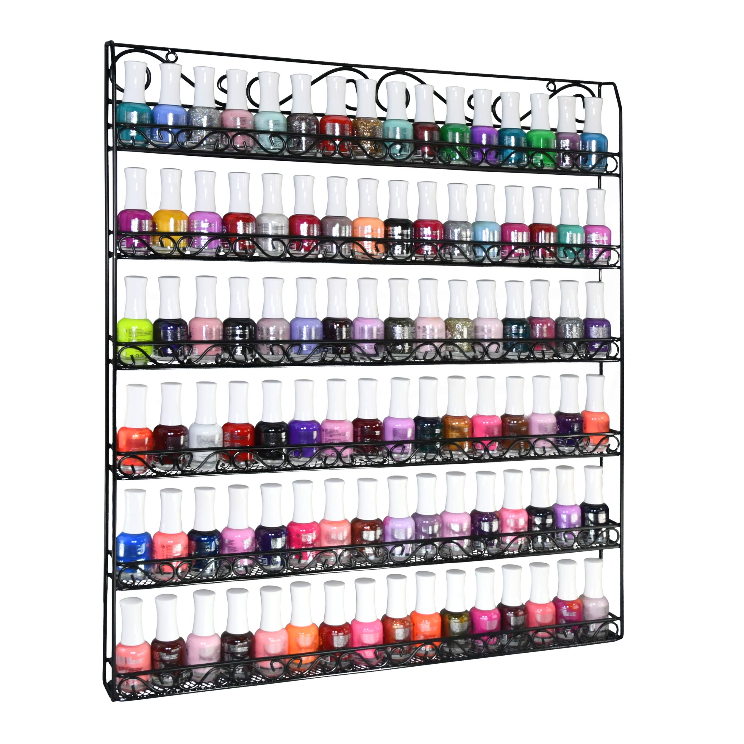 AMT 6 TIER Metal Nail Polish Racks, Fit Up To 108 BOTTLES, Black Wall Mounted, Display for The Wall, Young Living Essential Oils