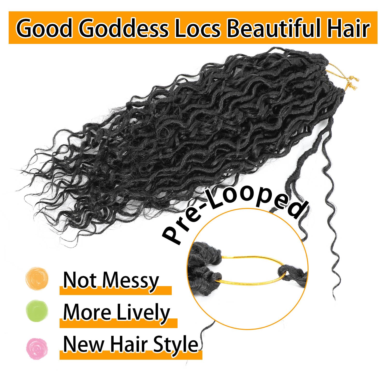Col Bling Goddess Locs Crochet Hair 14 Inch, 8 Packs Faux Locs Crochet Hair Pre Looped For Women, Boho Crochet Locs With Curly E