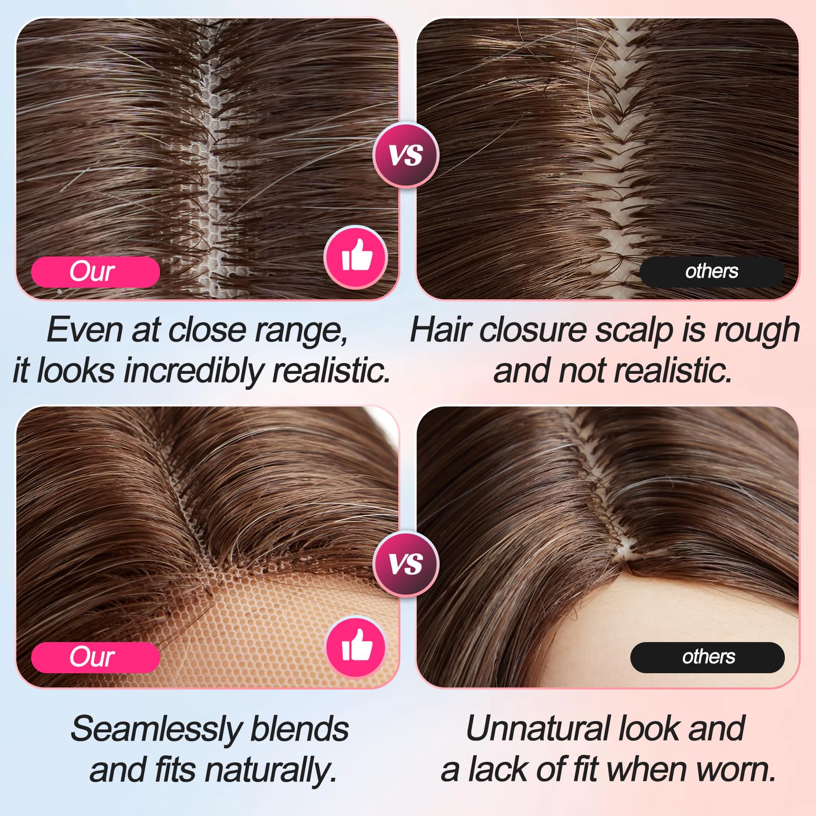 Emmor Long Ombre Brown Wavy Wig For Women Lace Front Wigs Natural Looking 26 Inch Middle Part Curly Wig Heat Resistant Synthetic