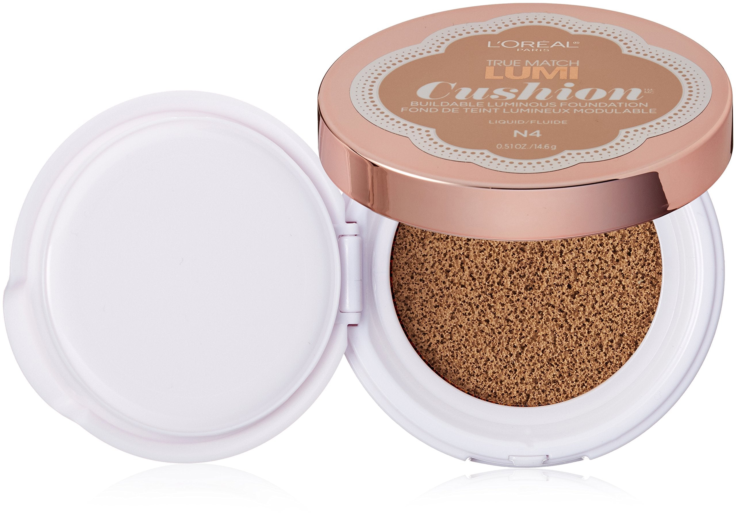 L'Or  al Paris True Match Lumi Cushion Foundation, N4 Buff Beige, 0.51 oz.