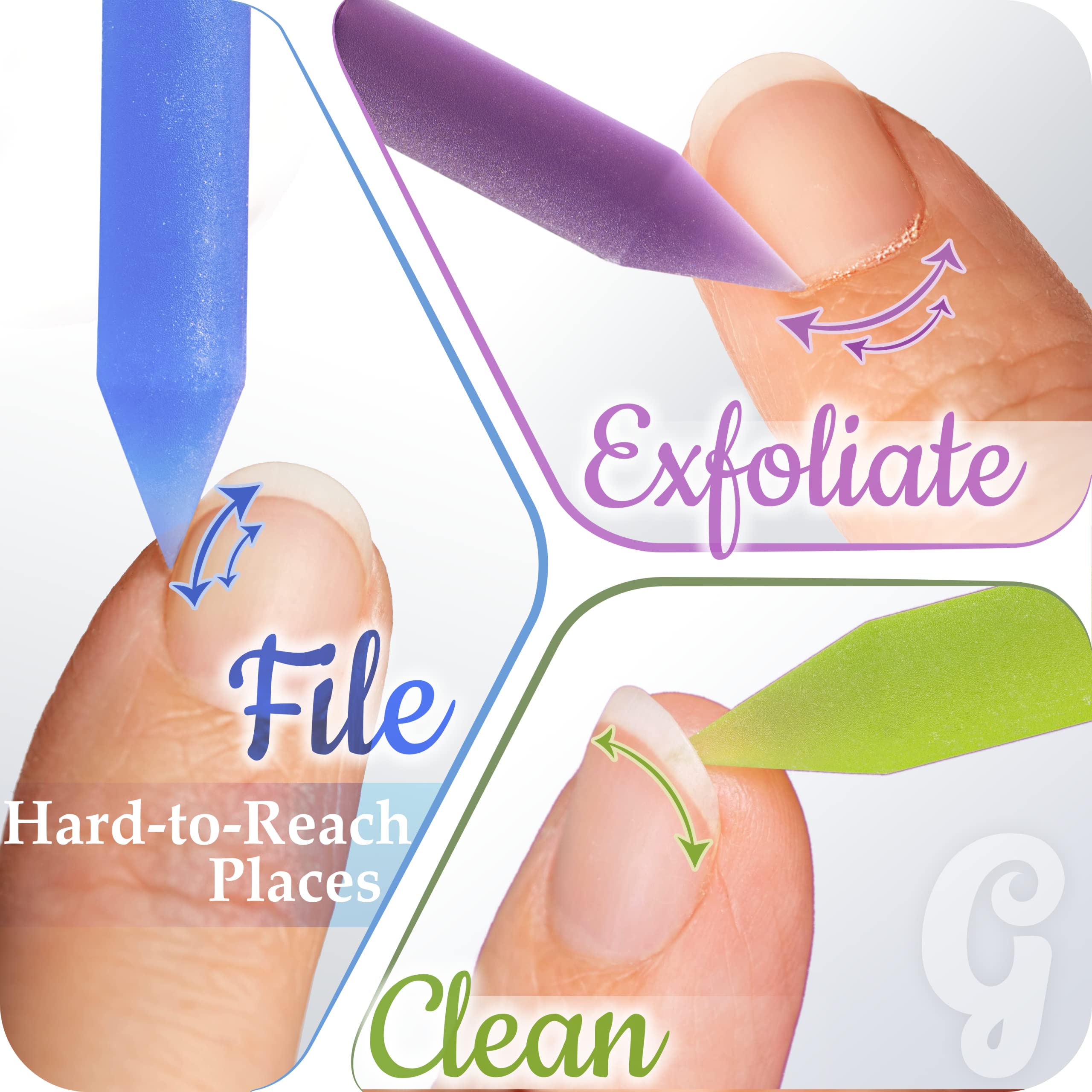 Glass Cuticle Pusher by GLADZY - Manicure Stick, Genuine Czech Quality, Professional Precision Filing Cuticle Remover, Abrasive