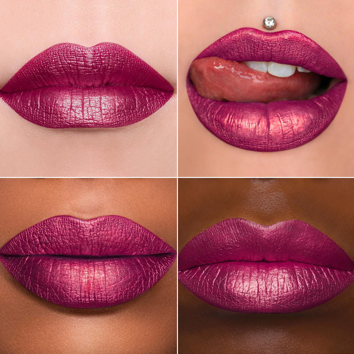 Maki Yika 3Pc Metallic Lipstick Long Lasting, Hot Pink Red Brown Glitter Lipsticks, High Shine Lipstick No Smudge No Transfer Li