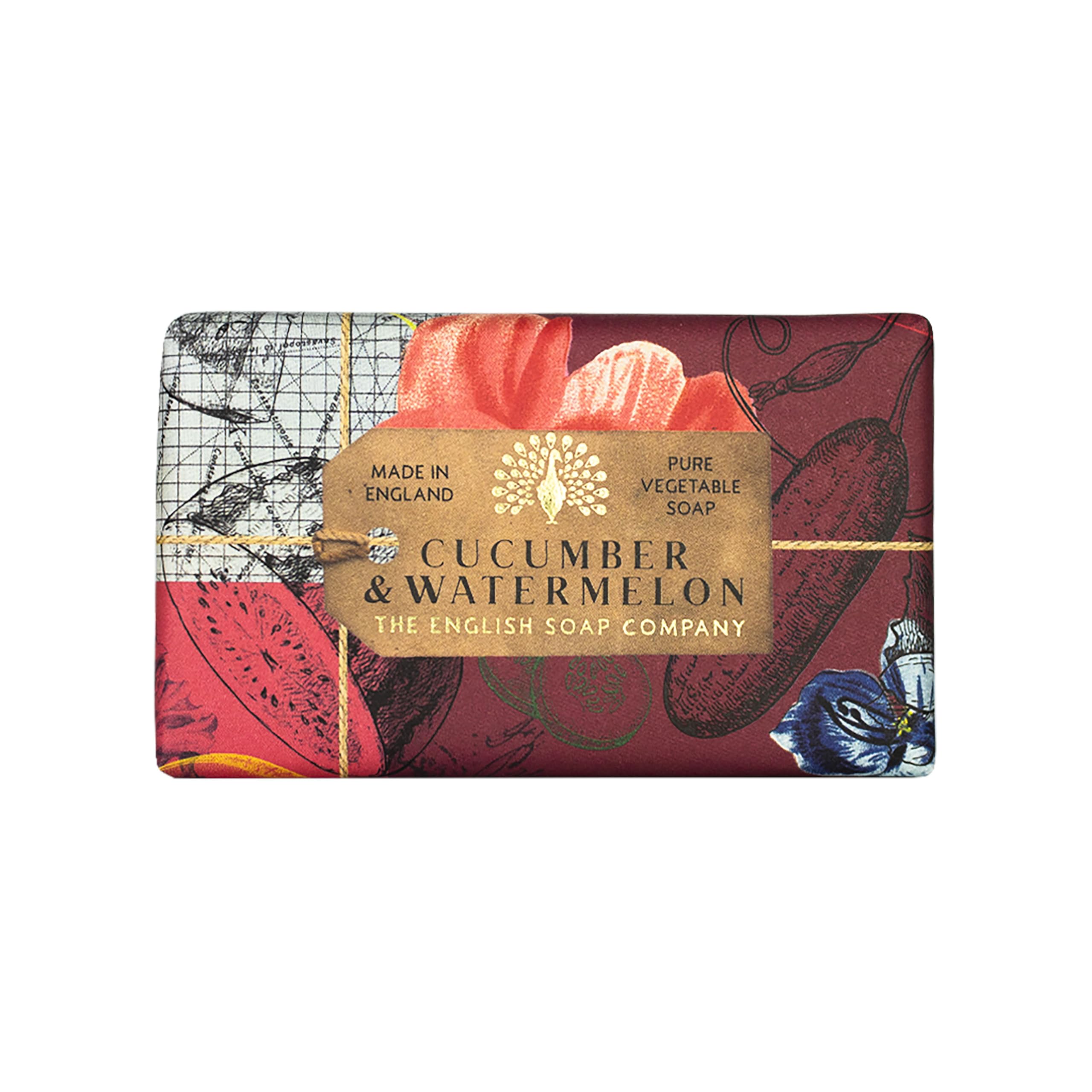 The English Soap Company Anniversary Wrapped Soap Bar, Luxury Cucumber Shea Butter Soap Bar, Moisturising Soap Bar For Face And