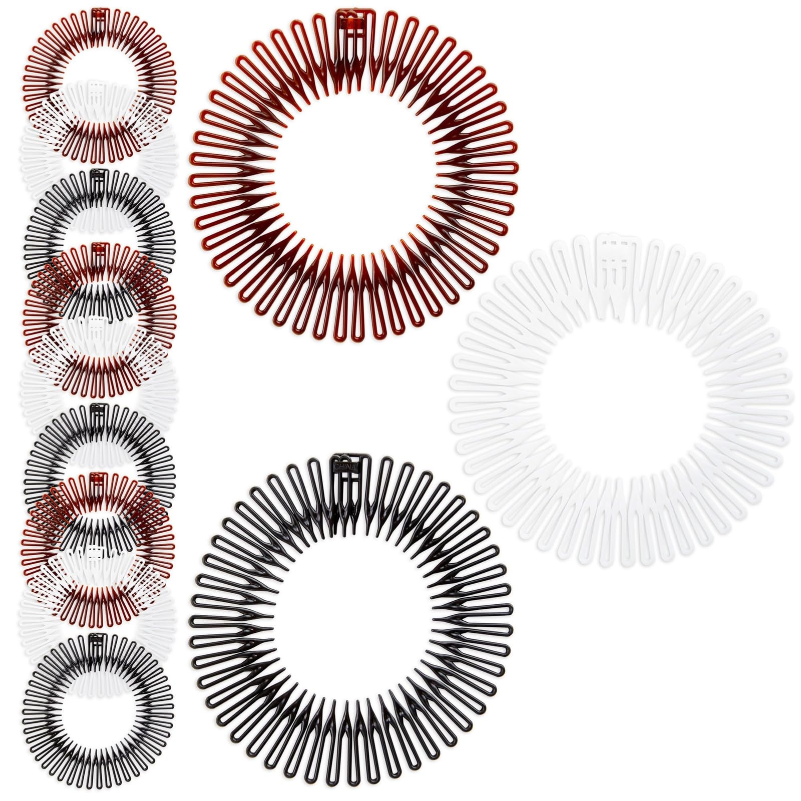 Glamlily 12 Pack 90S Zig Zag Style Circle Headbands With Teeth For Women'S Hair Accessories (3 Assorted Colors)