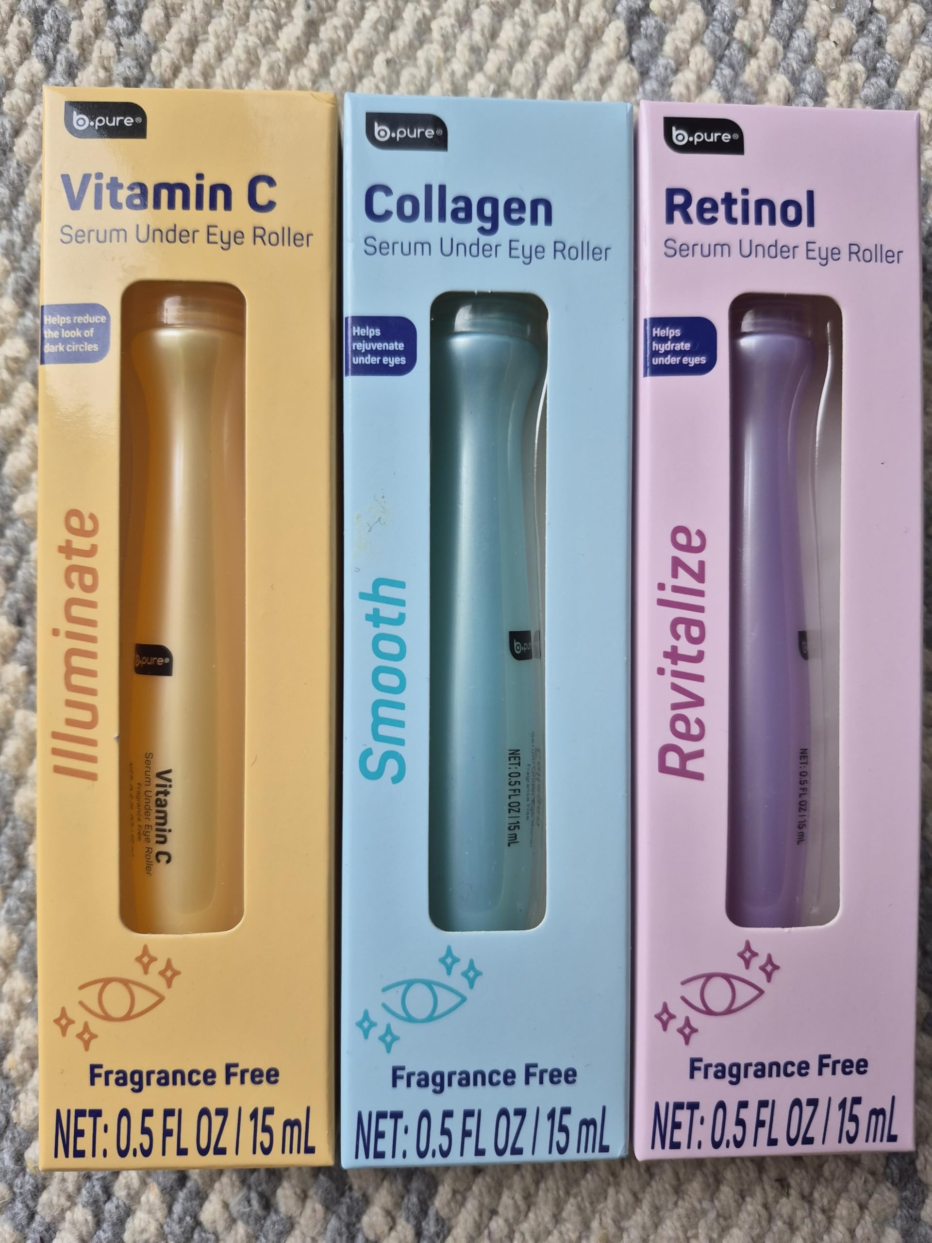 B.pure Collagen Serum Under Eye Roller, Fragrance Free, with Hyaluronic Acid, 0.5 Fl Oz