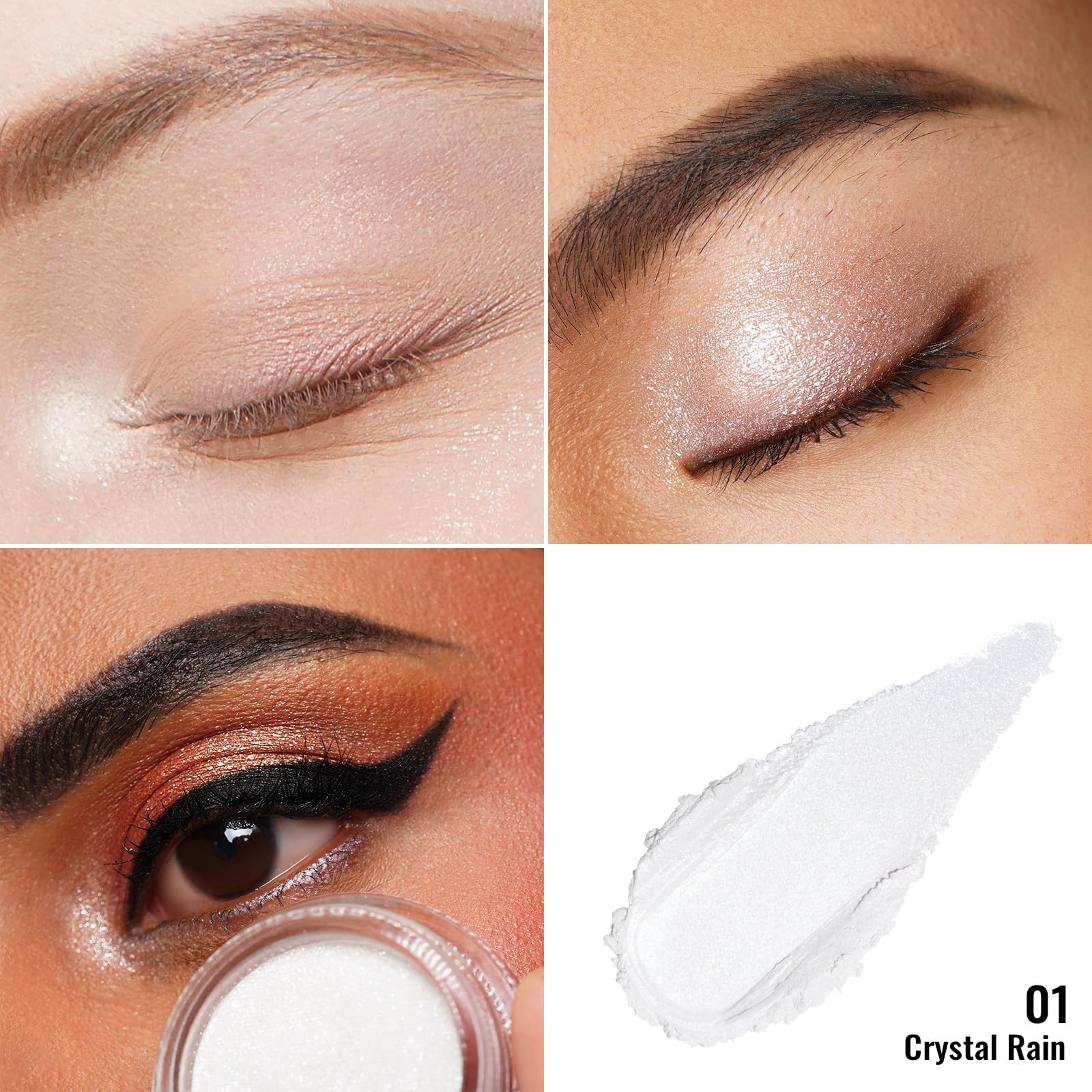 Oulac Shimmer White Cream Eyeshadow-Eyeshadow Prime| As Highlighter Waterproof & Long Lasting Glitter Eyeshadow Natural Color Ey