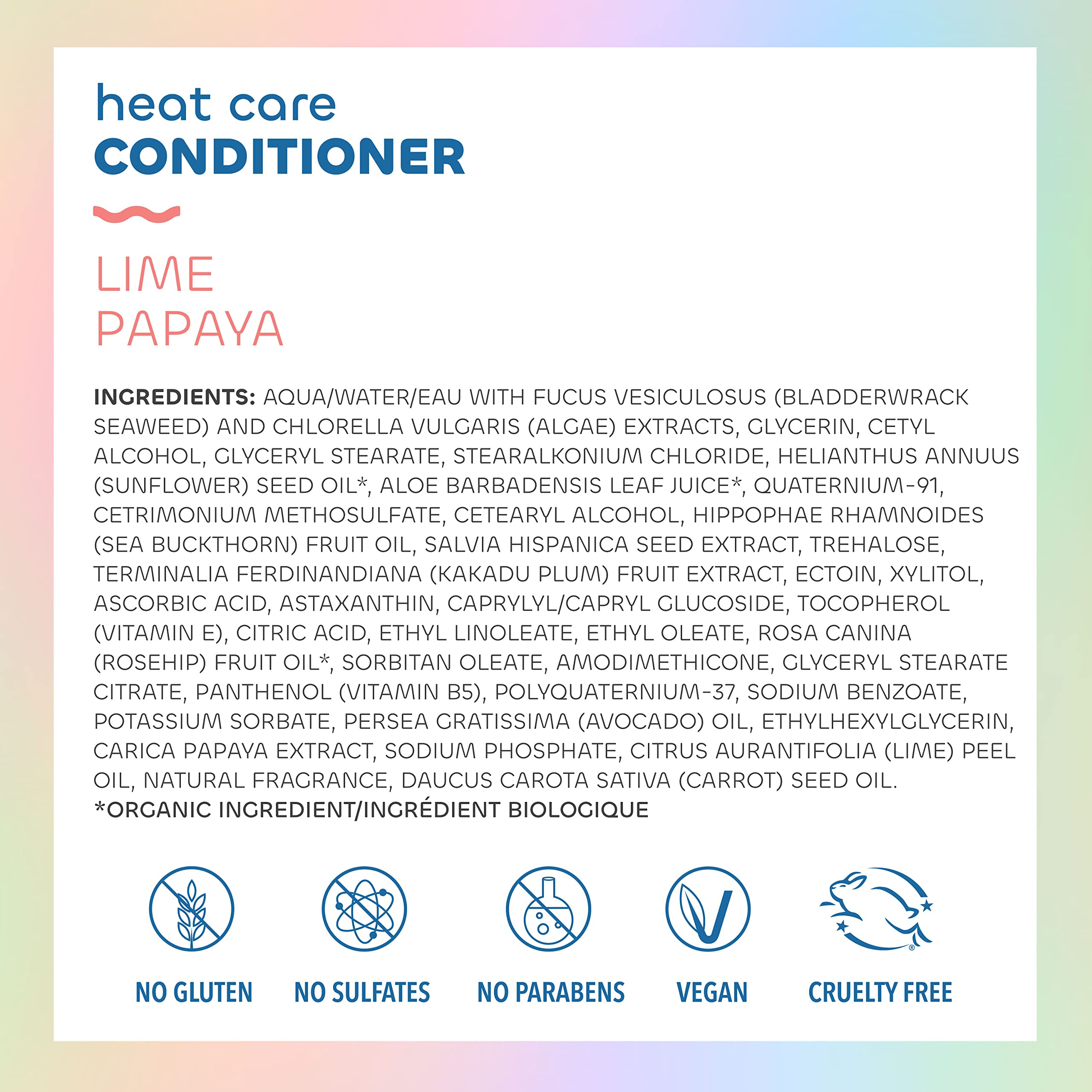 Seaweed Bath Co. Heat Care Conditioner, Lime Papaya Scent, 12 Ounce, Sustainably Harvested Seaweed, Sea Buckthorn, Kakadu Plum,